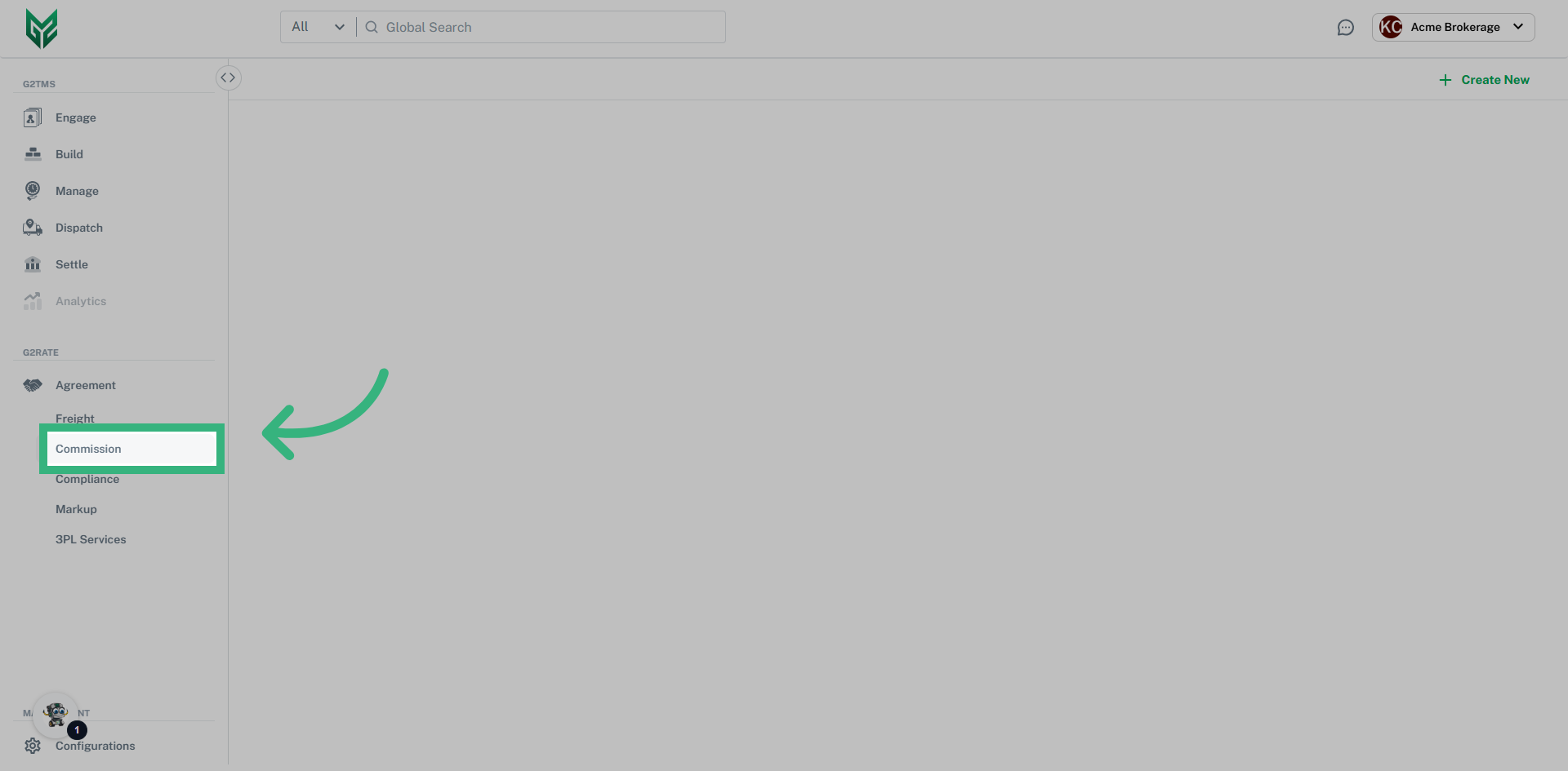 Click 'Agreement' then 'Commission'