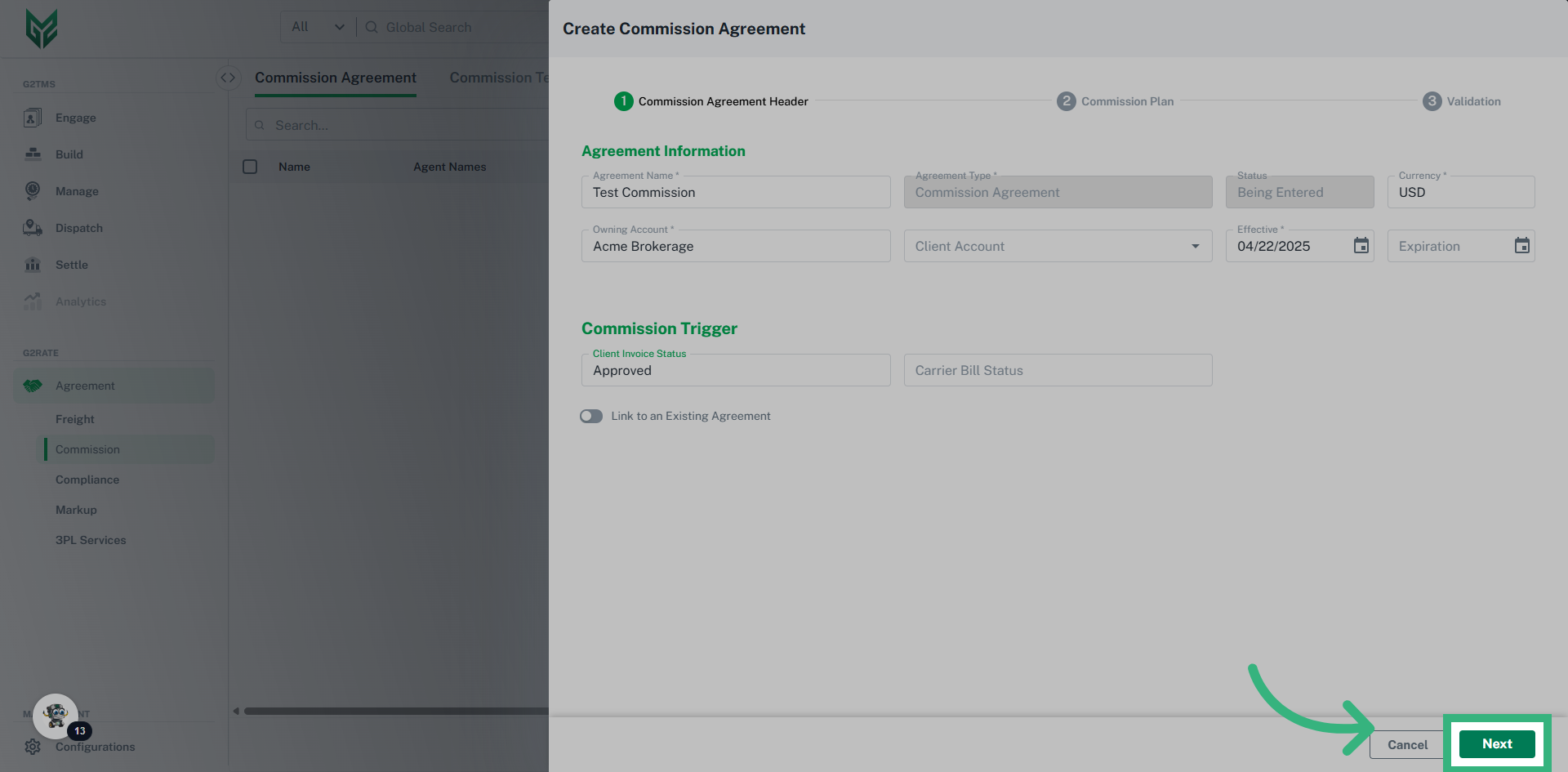 Enter all required information, then click 'Next'
