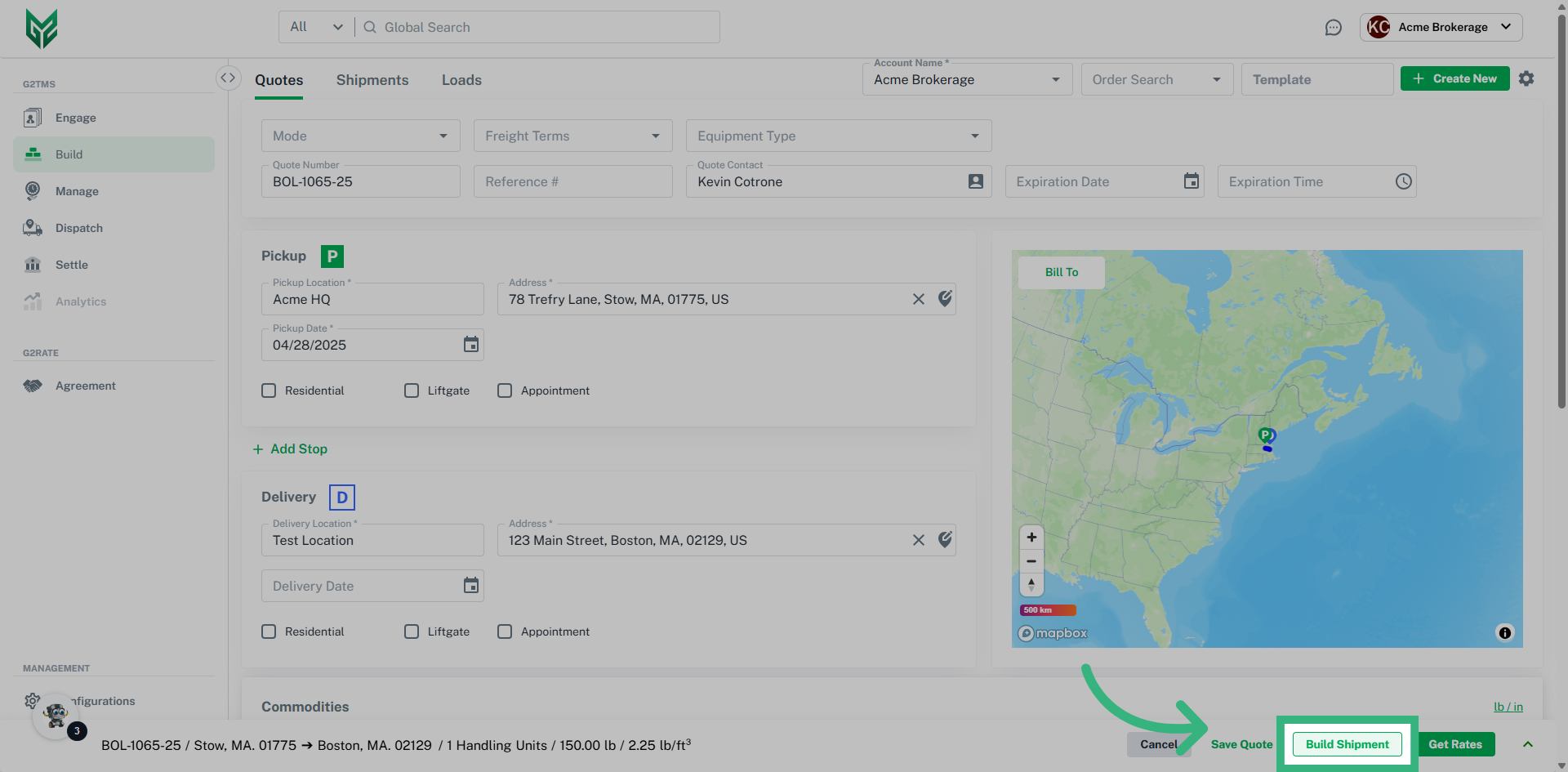 Click 'Build Shipment'