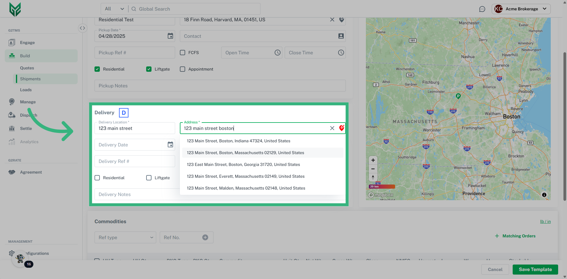 Enter Delivery Information