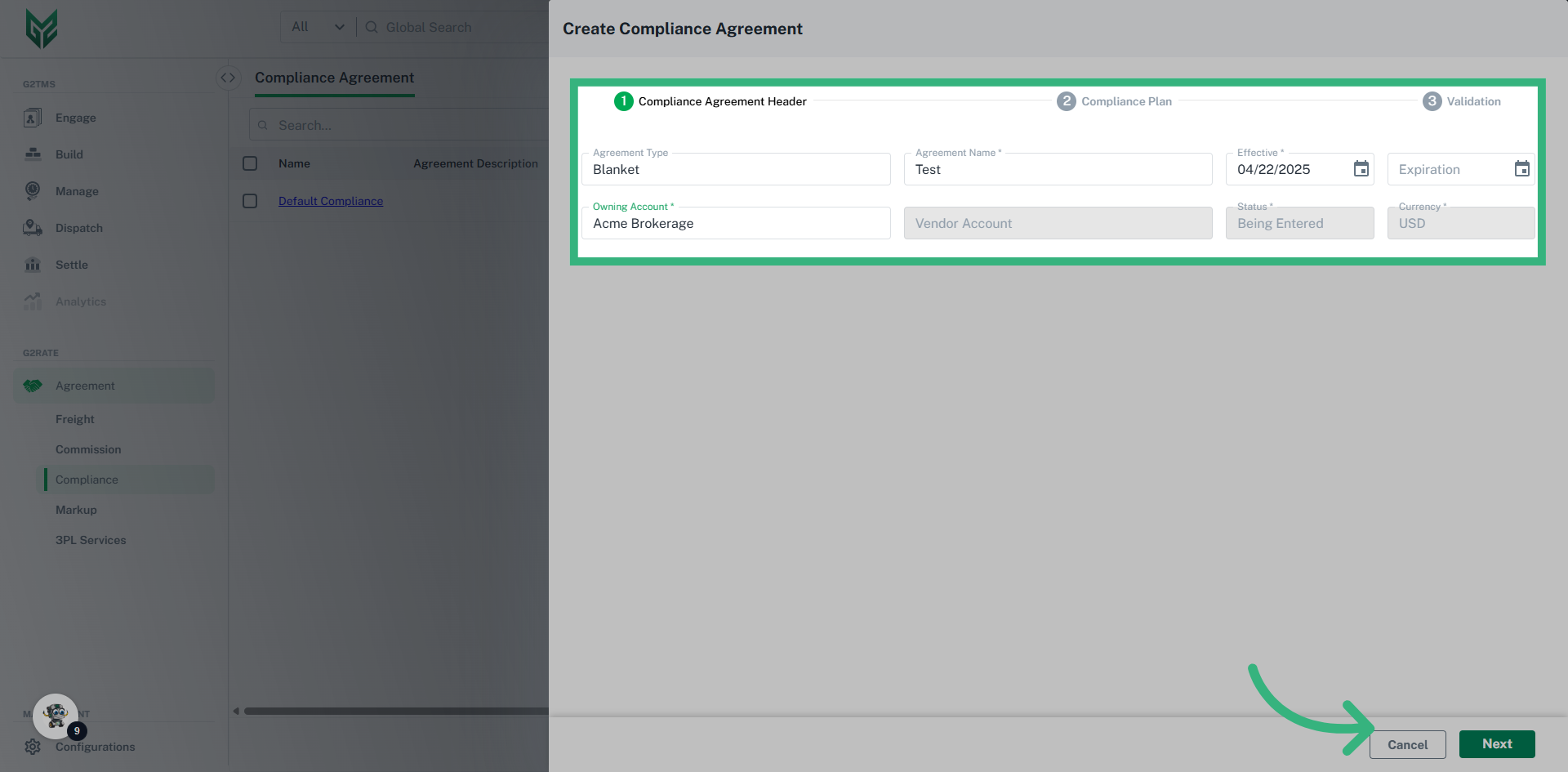Enter Header Information