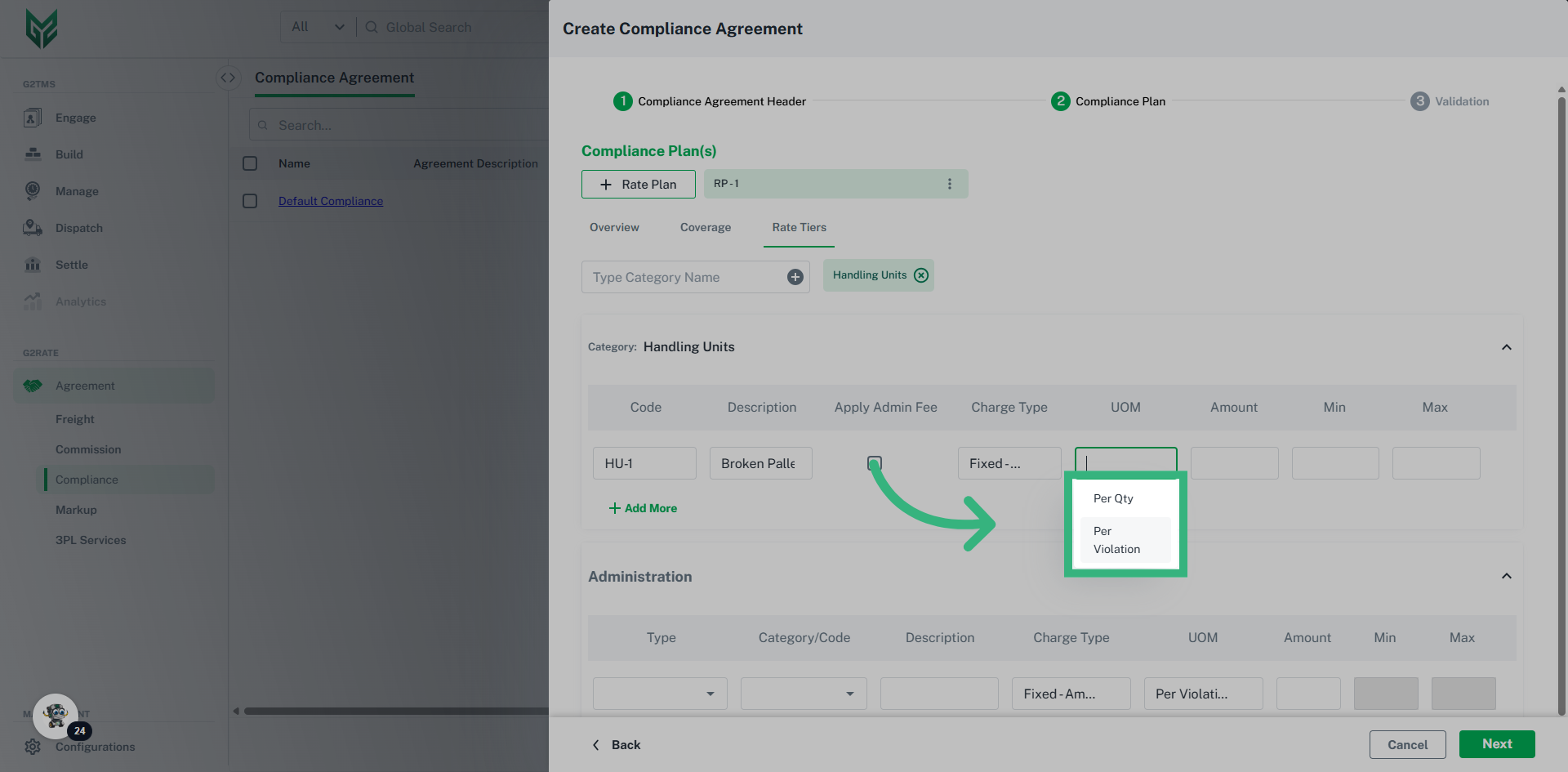 Click 'Per Violation'