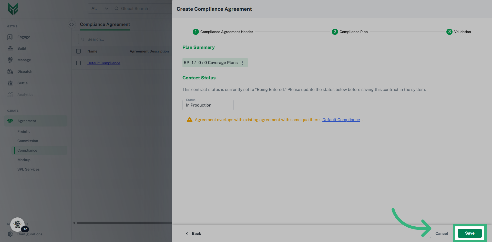Update the status then click 'Save'