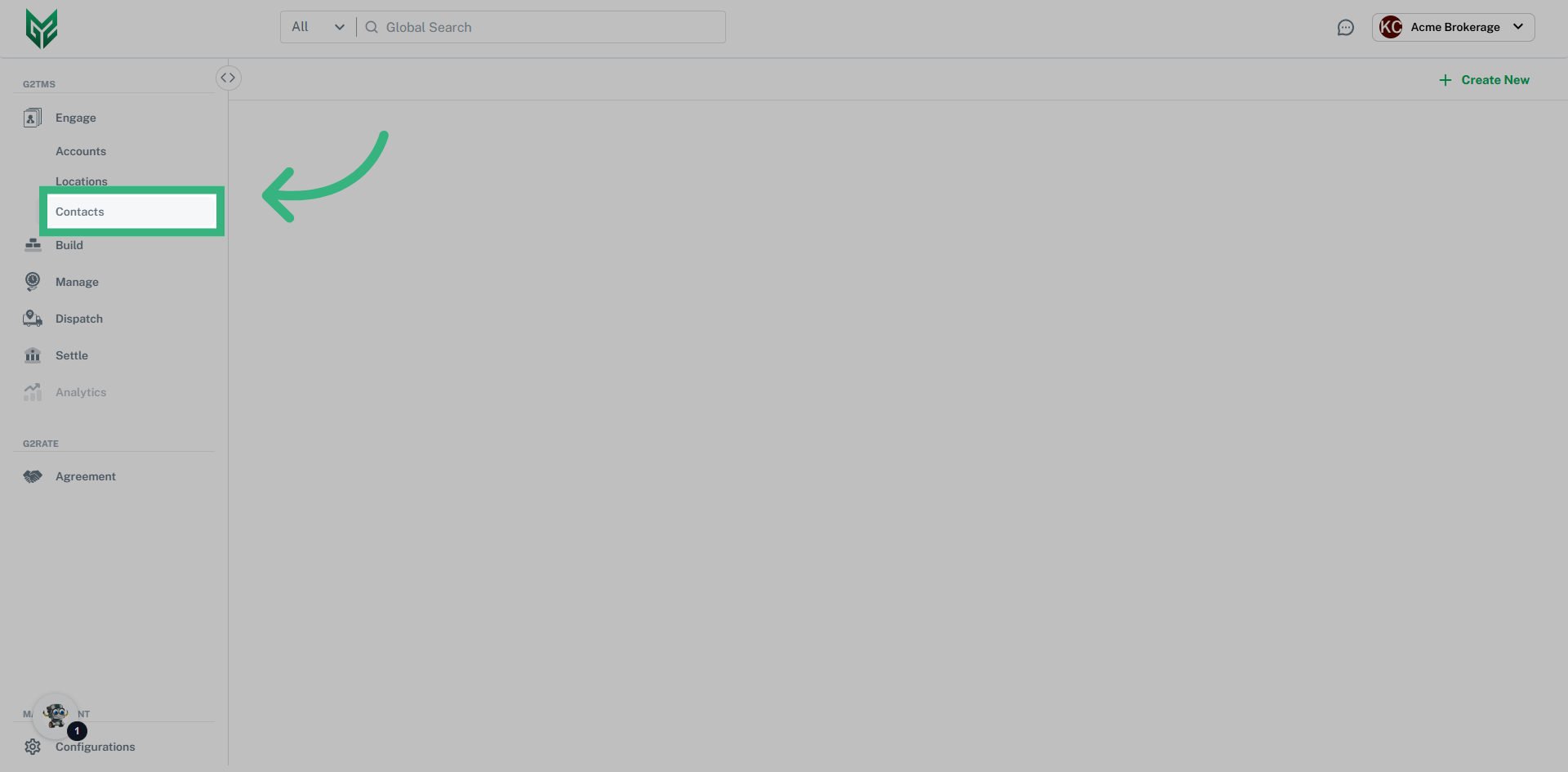 Click 'Engage' then 'Contacts'