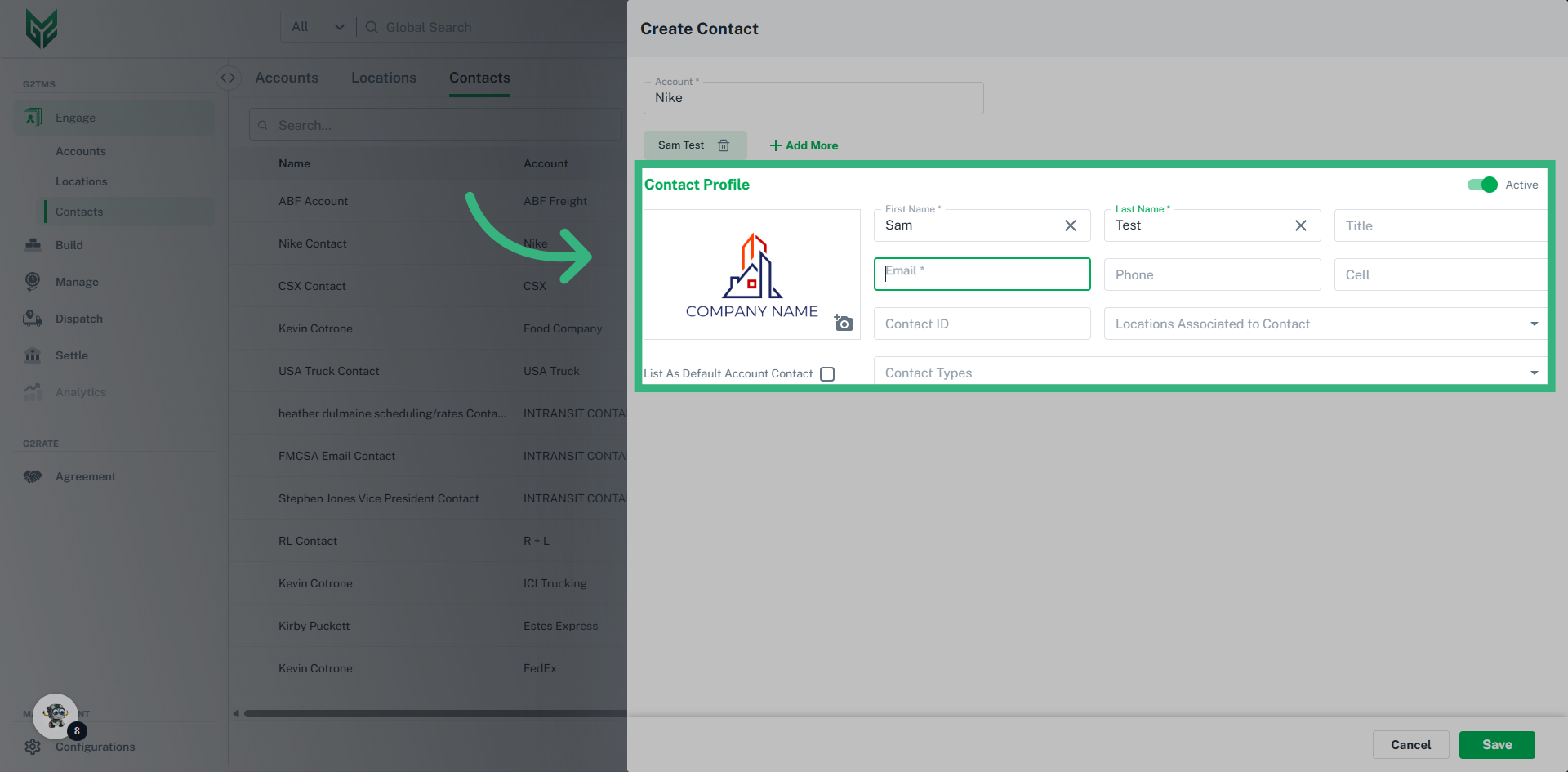 Enter 'Contact Profile'