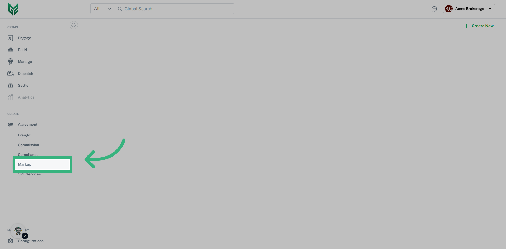 Click 'Agreement' then 'Markup'