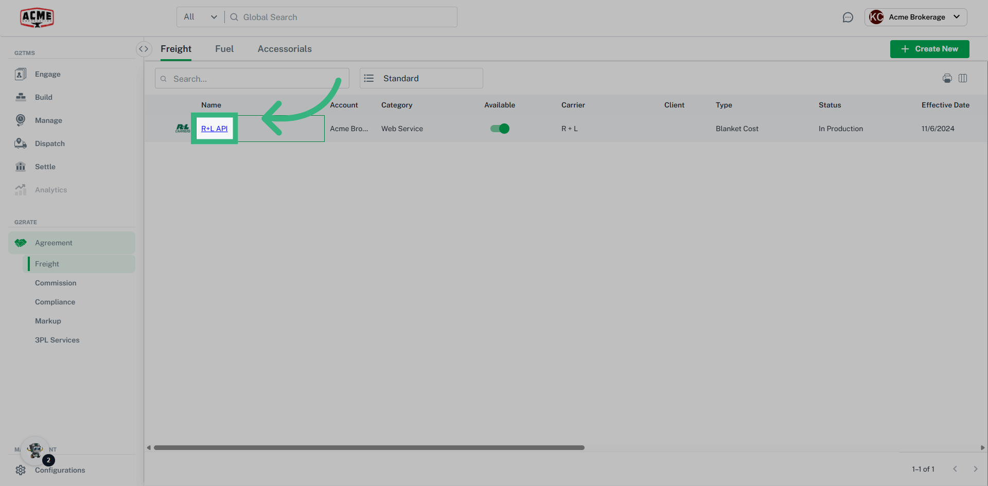 Click on the carrier you would like to update