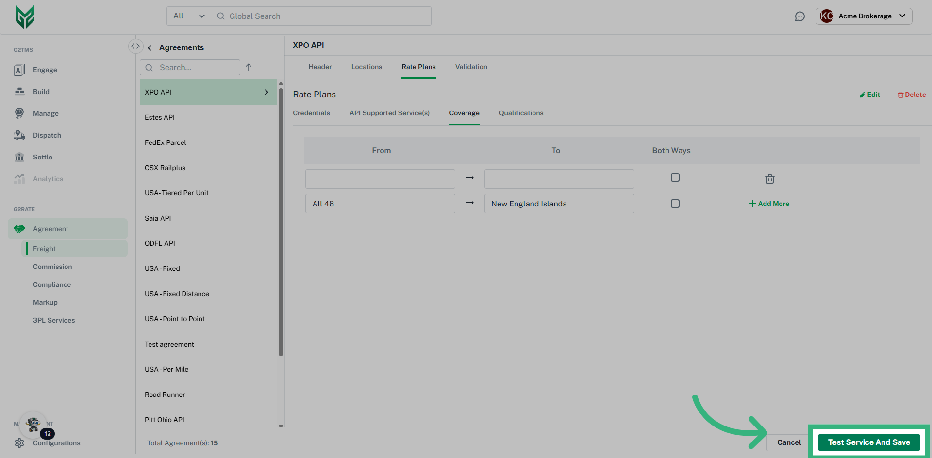 Click 'Test Service and Save'