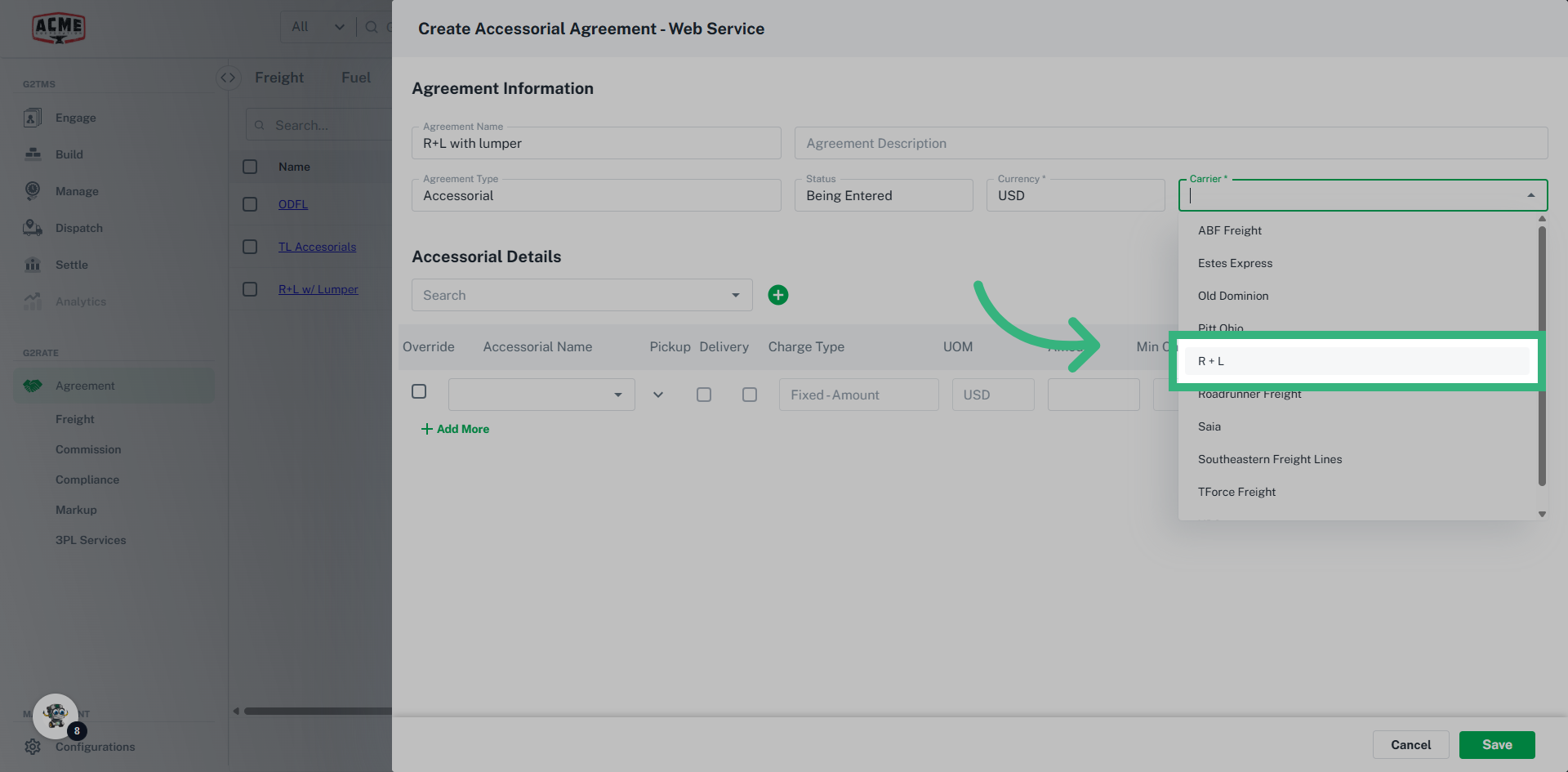 Fill in required information and select the carrier 