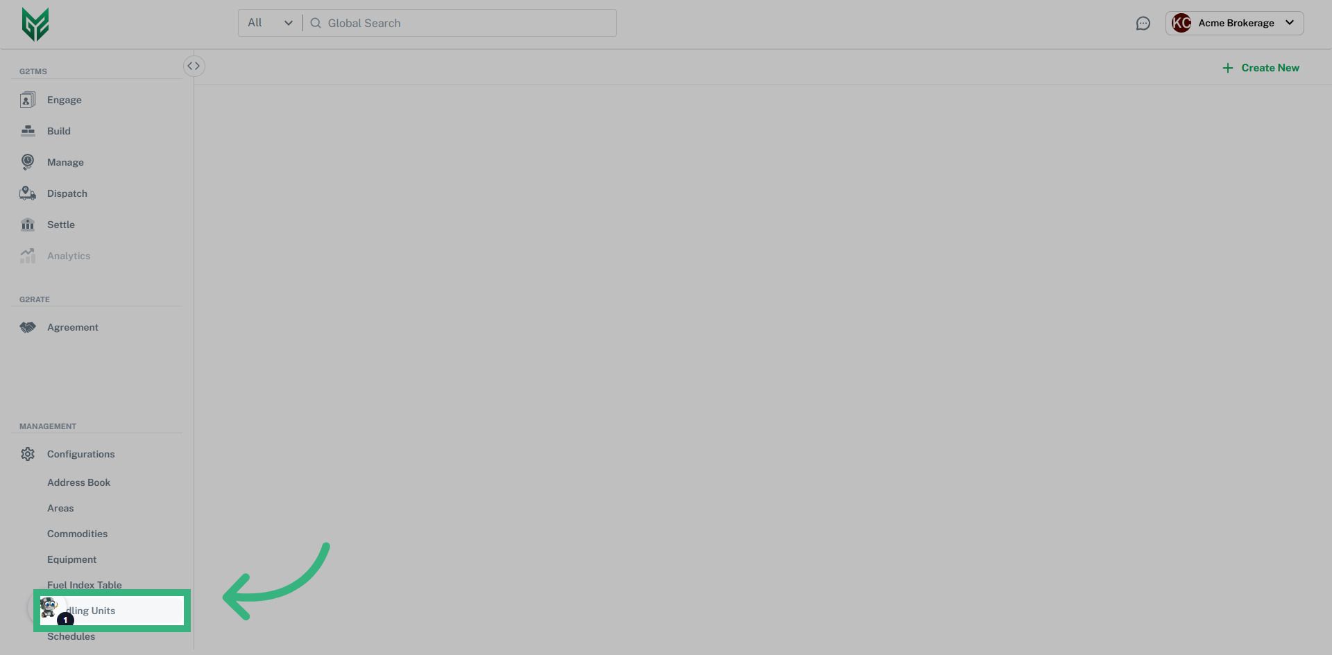 Click 'Configurations' then 'Handling Units'