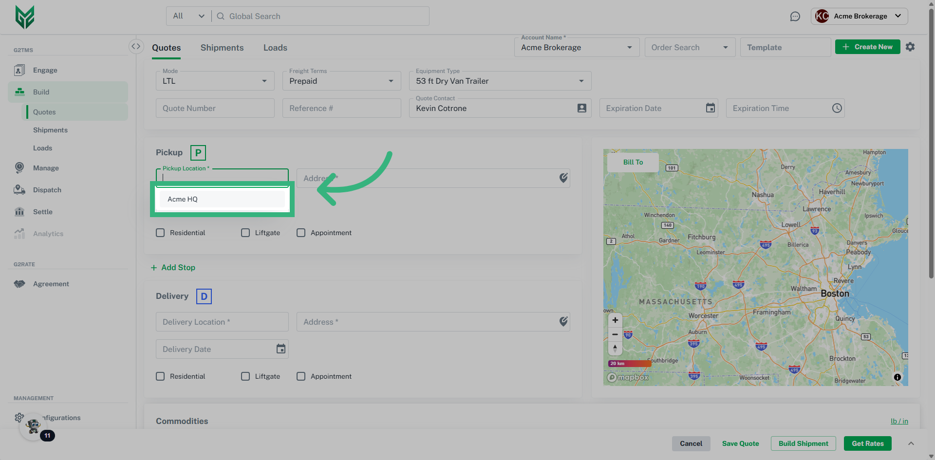 Select your pickup information
