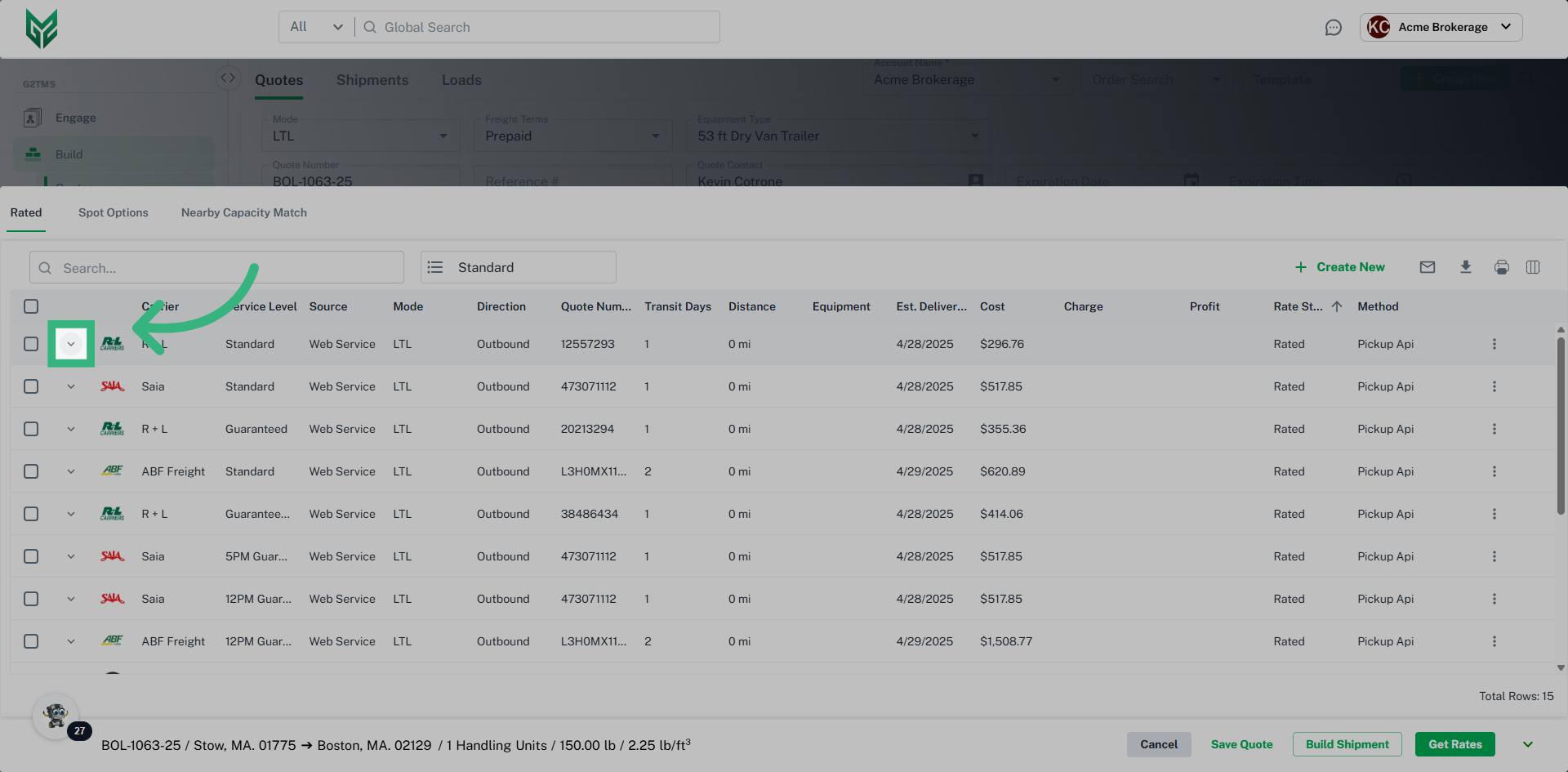 Click on the down arrow to expand on your quote