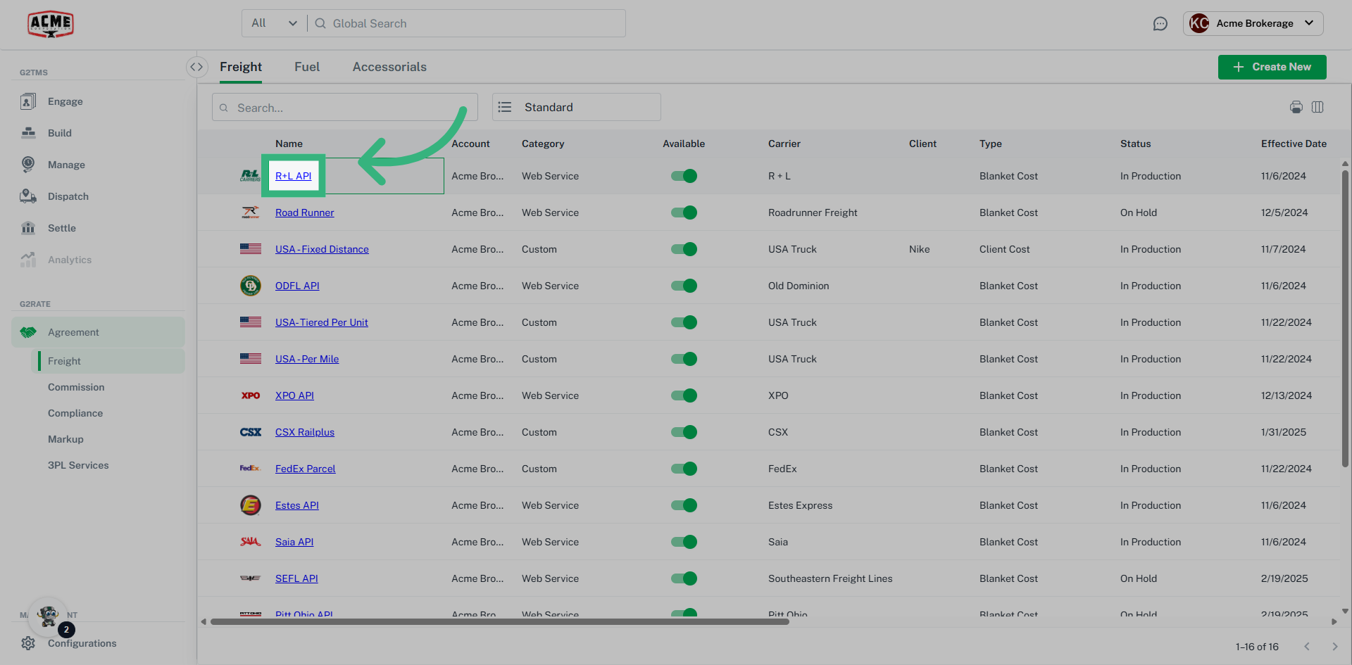 Click on the agreement you would like to validate.