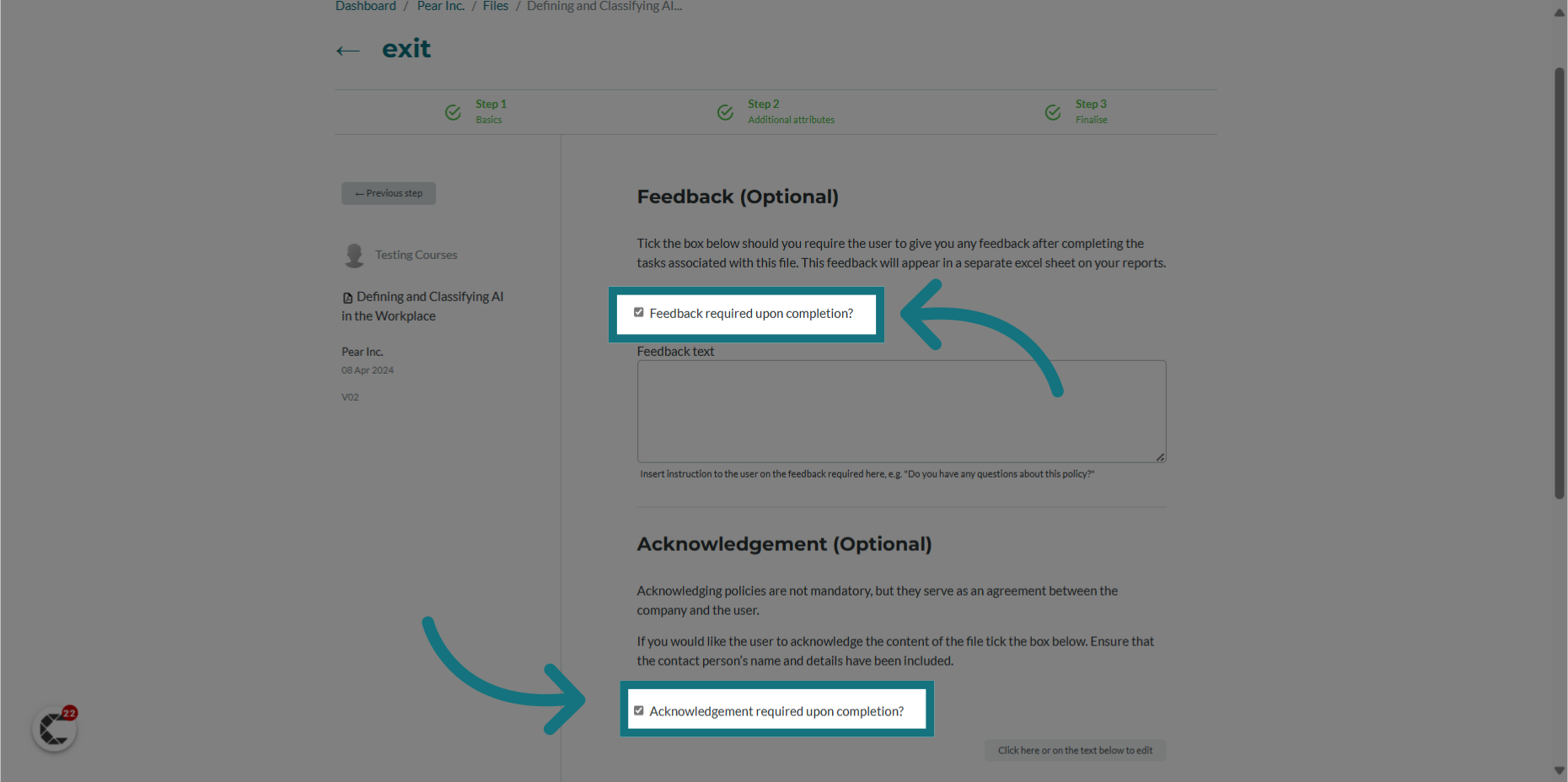 Optionally, add a feedback and acknowledgement section