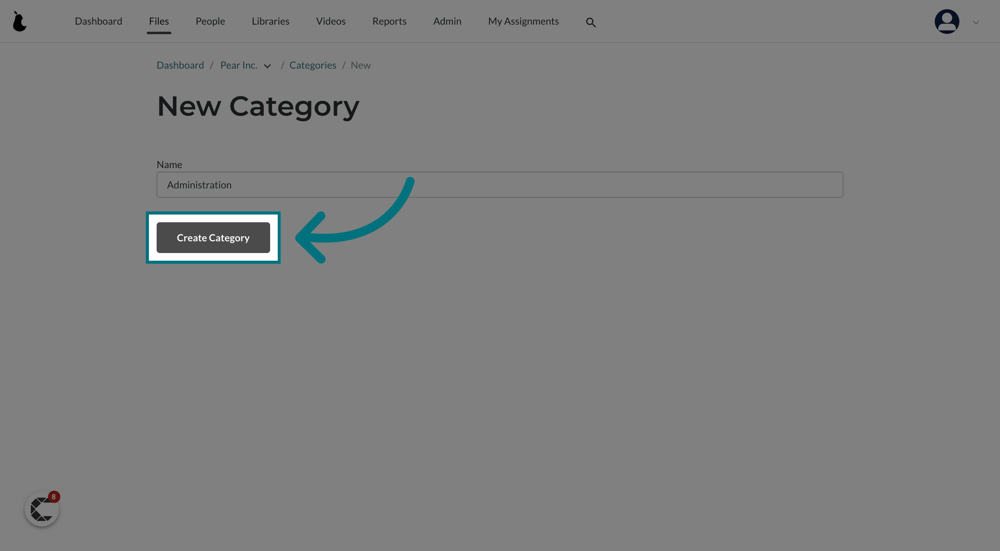 Click 'Create Category'