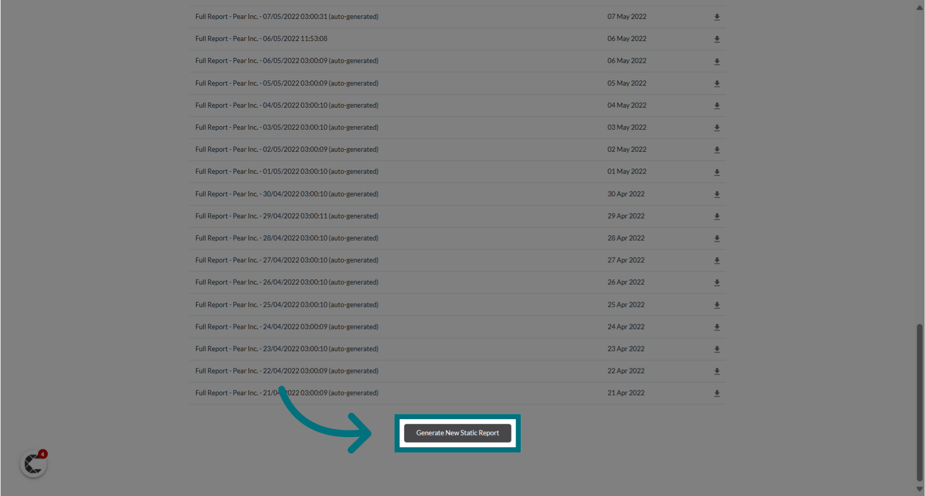 Scroll down and click 'Generate New Static Report'