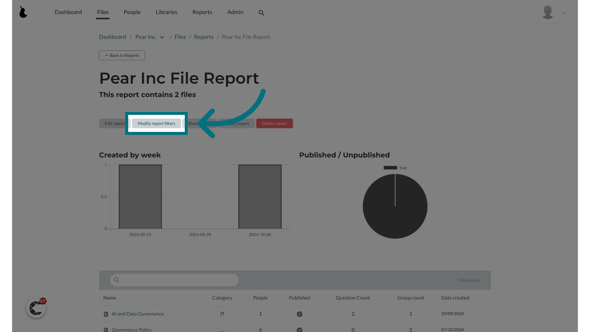 Click 'Modify report filters'