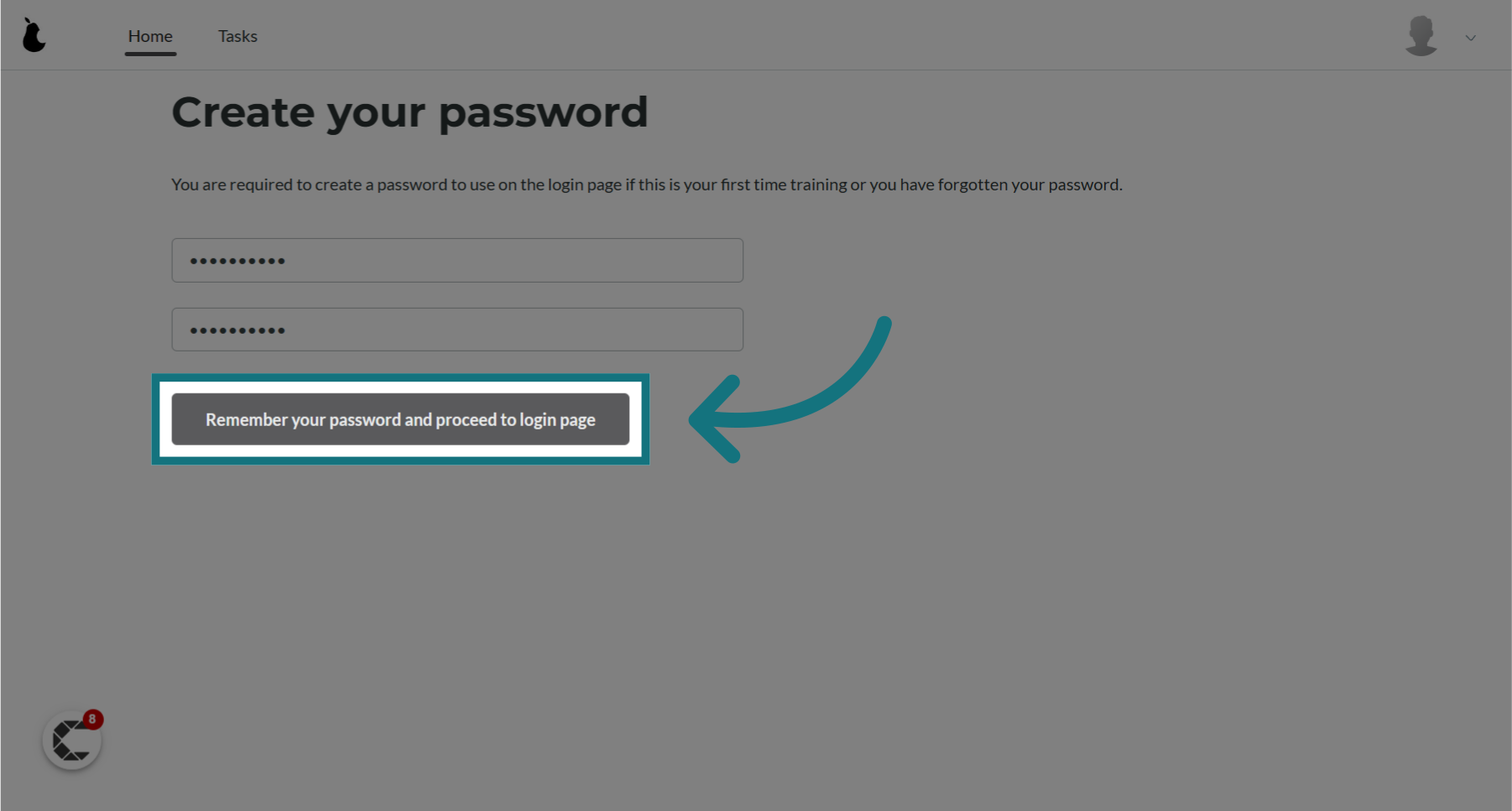 Click 'Remember your password and proceed to login page'