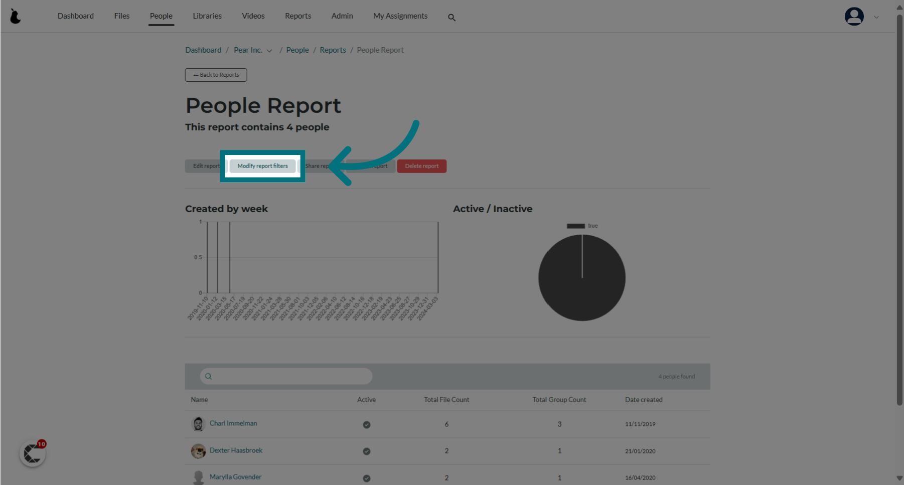 Click 'Modify report filters'