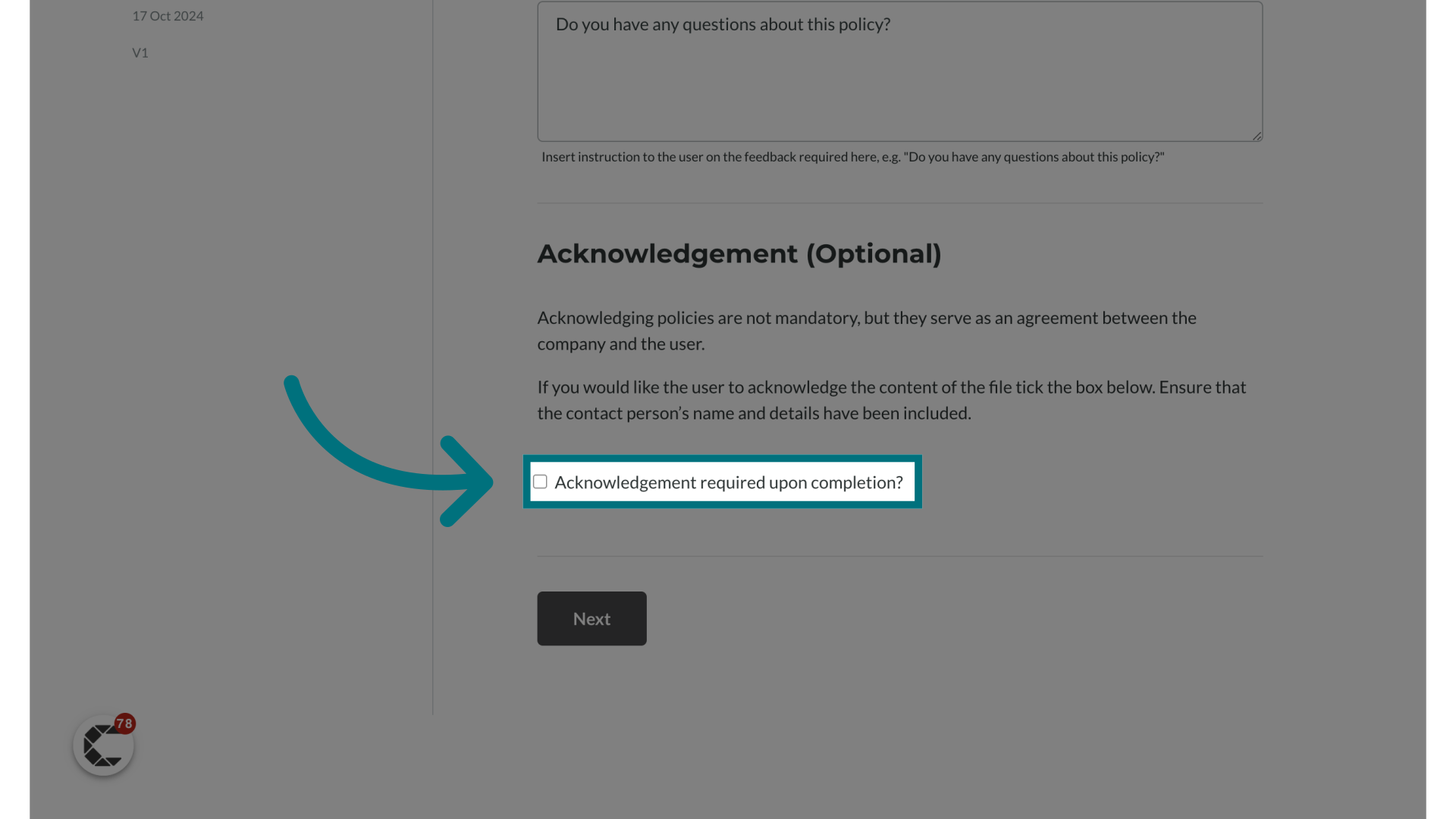 Enable acknowledgements