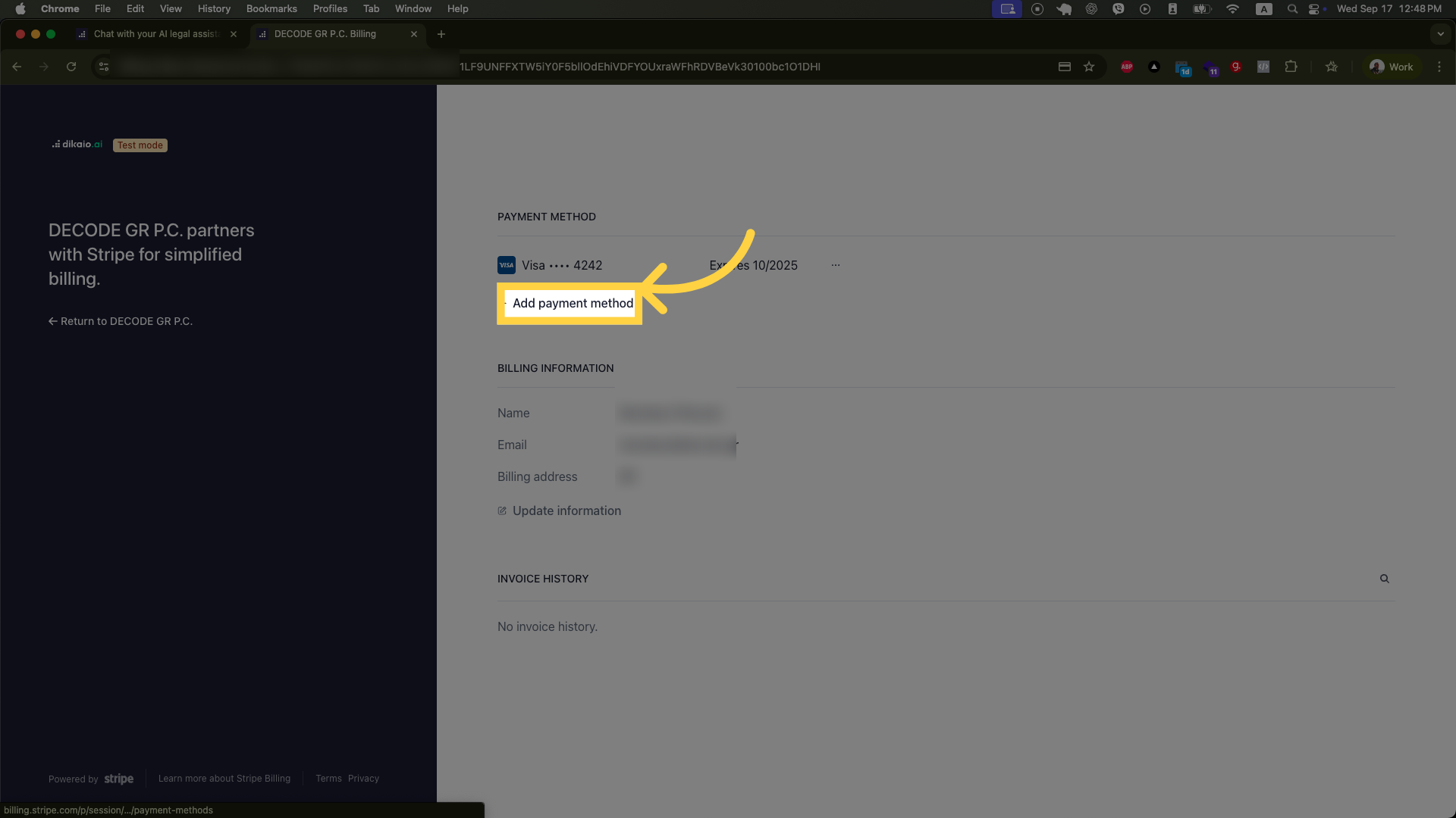 Click Add payment method