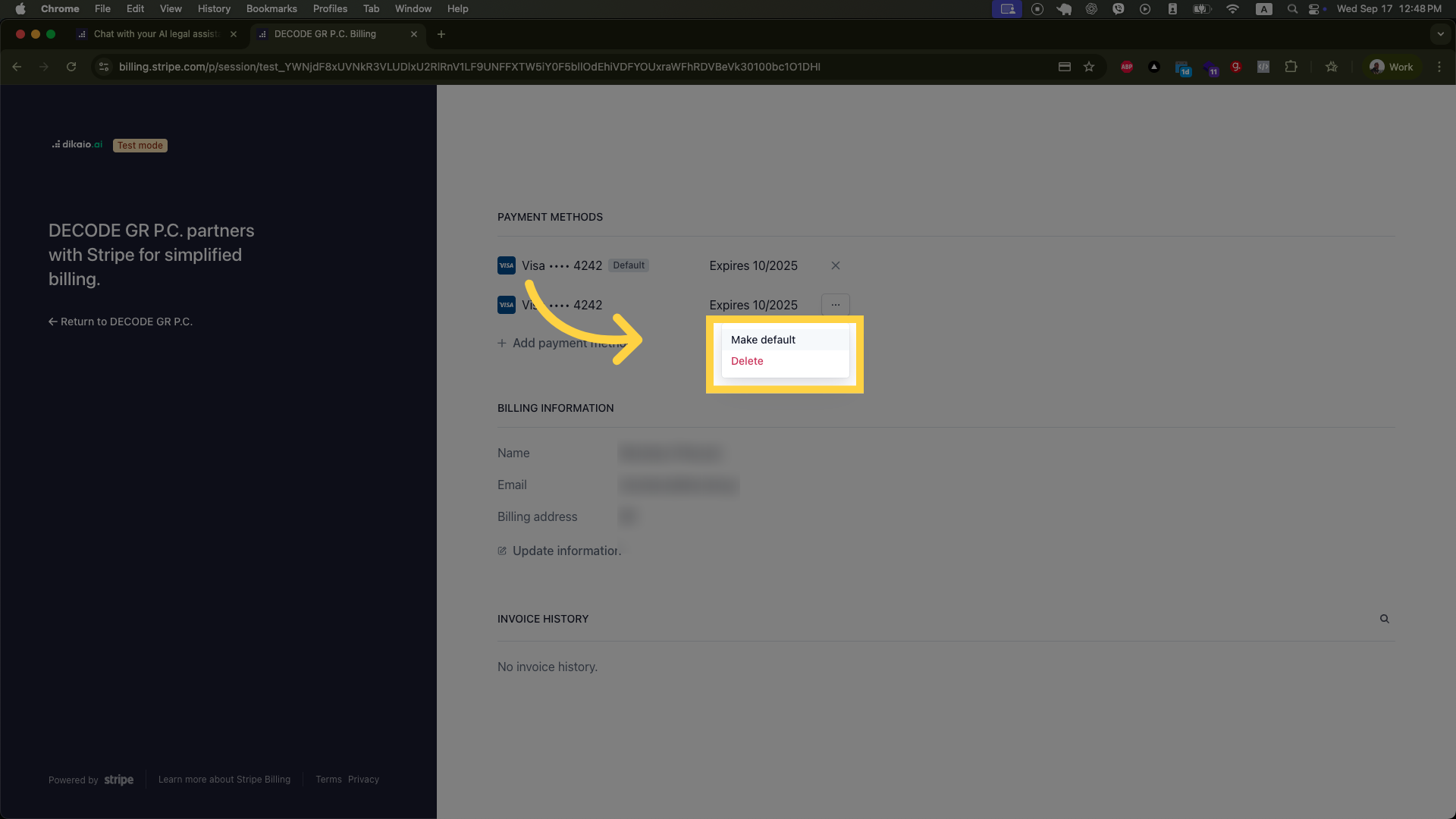 Click 'Make default'