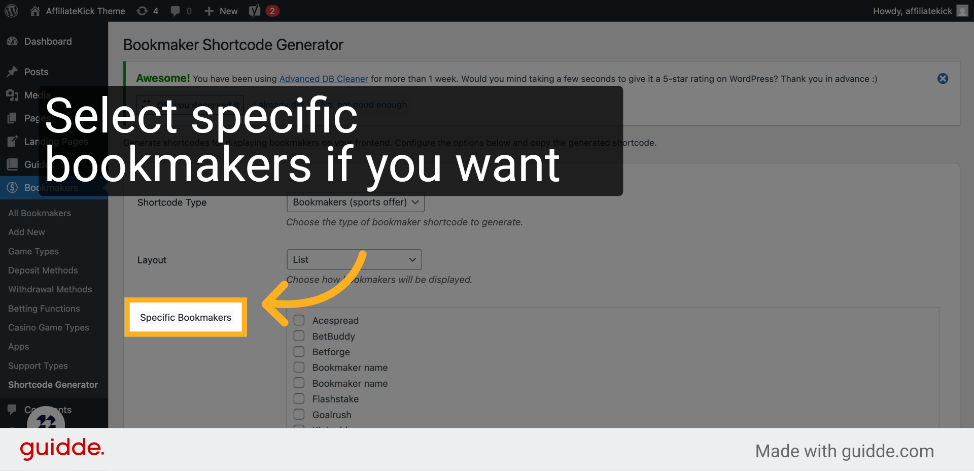 Click 'Specific Bookmakers'