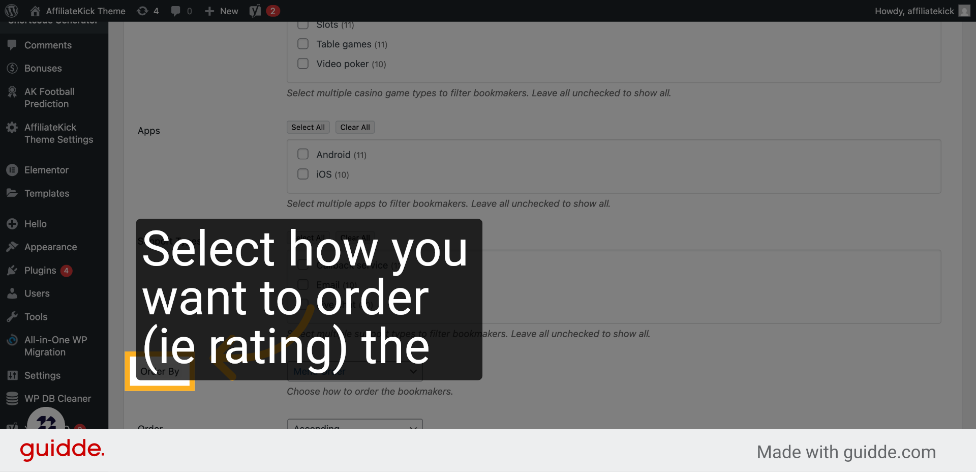 Click 'Order By'