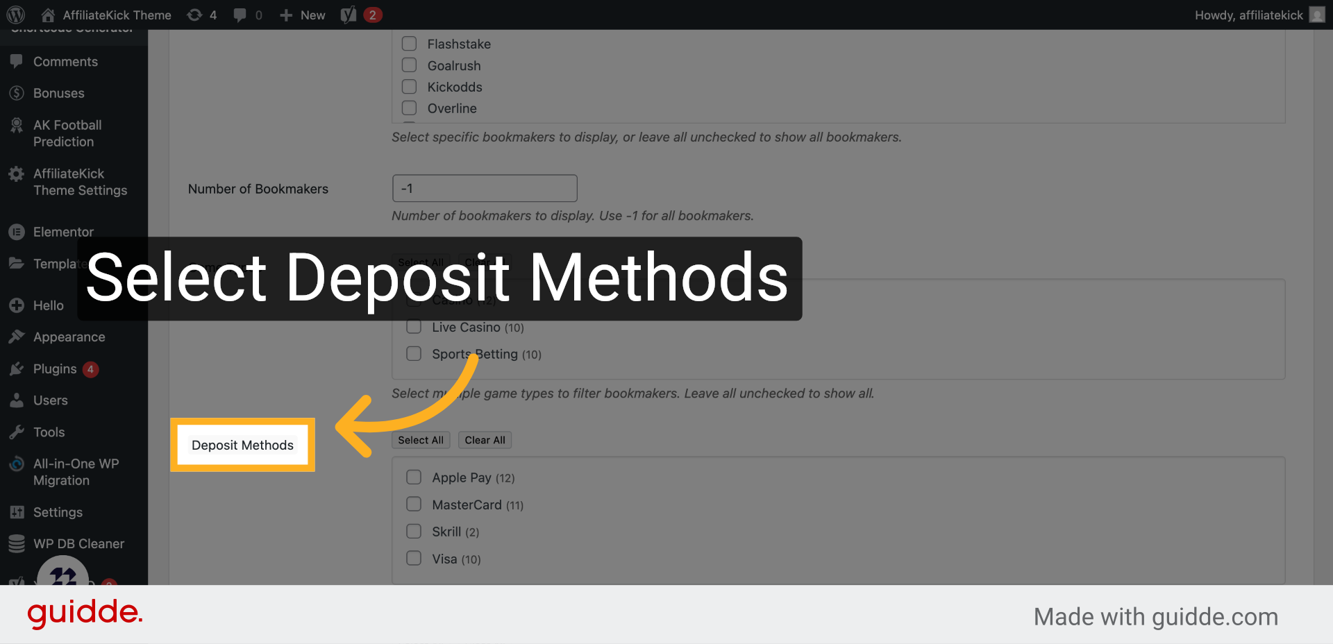 Click 'Deposit Methods'