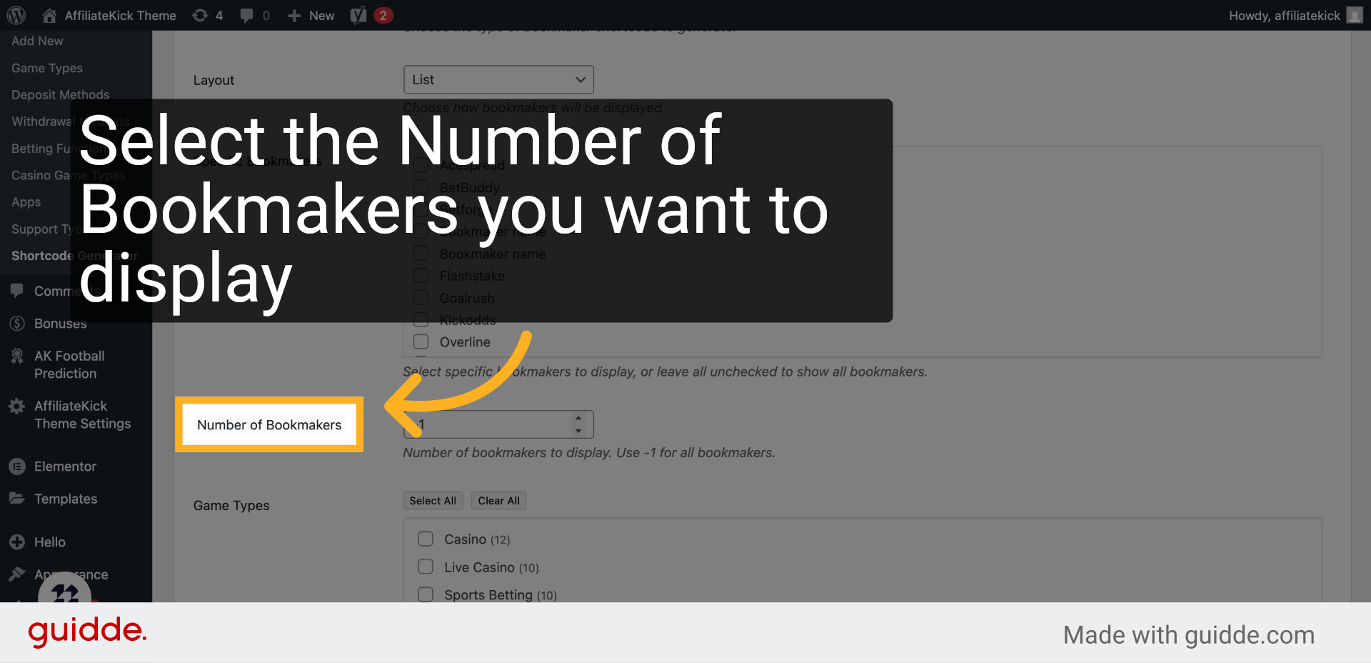 Click 'Number of Bookmakers'