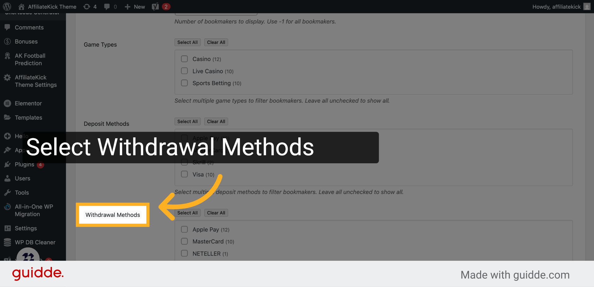 Click 'Withdrawal Methods'