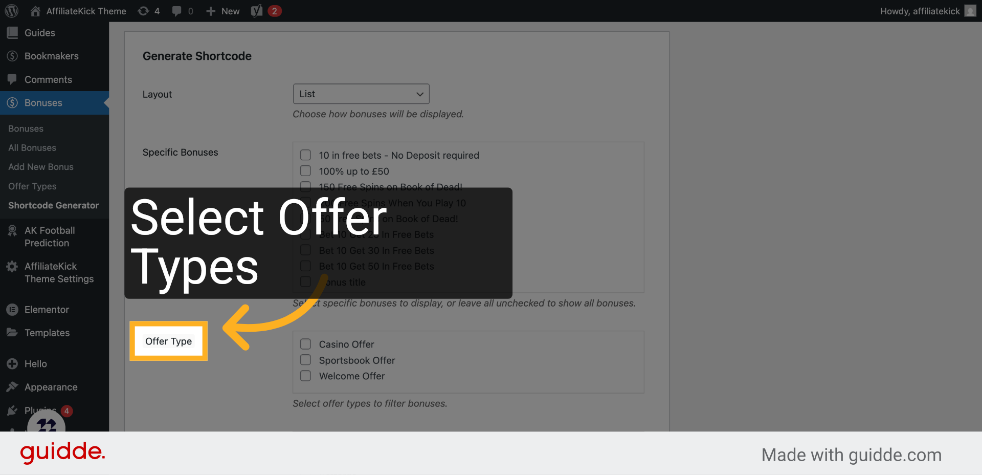 Click 'Offer Type'