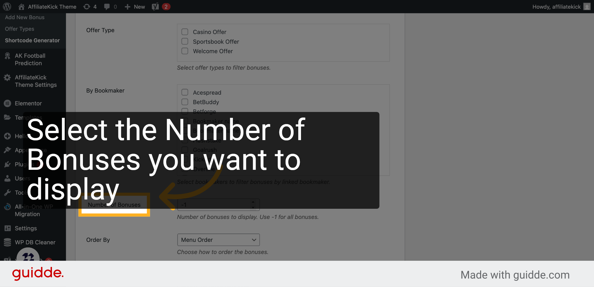 Click 'Number of Bonuses'