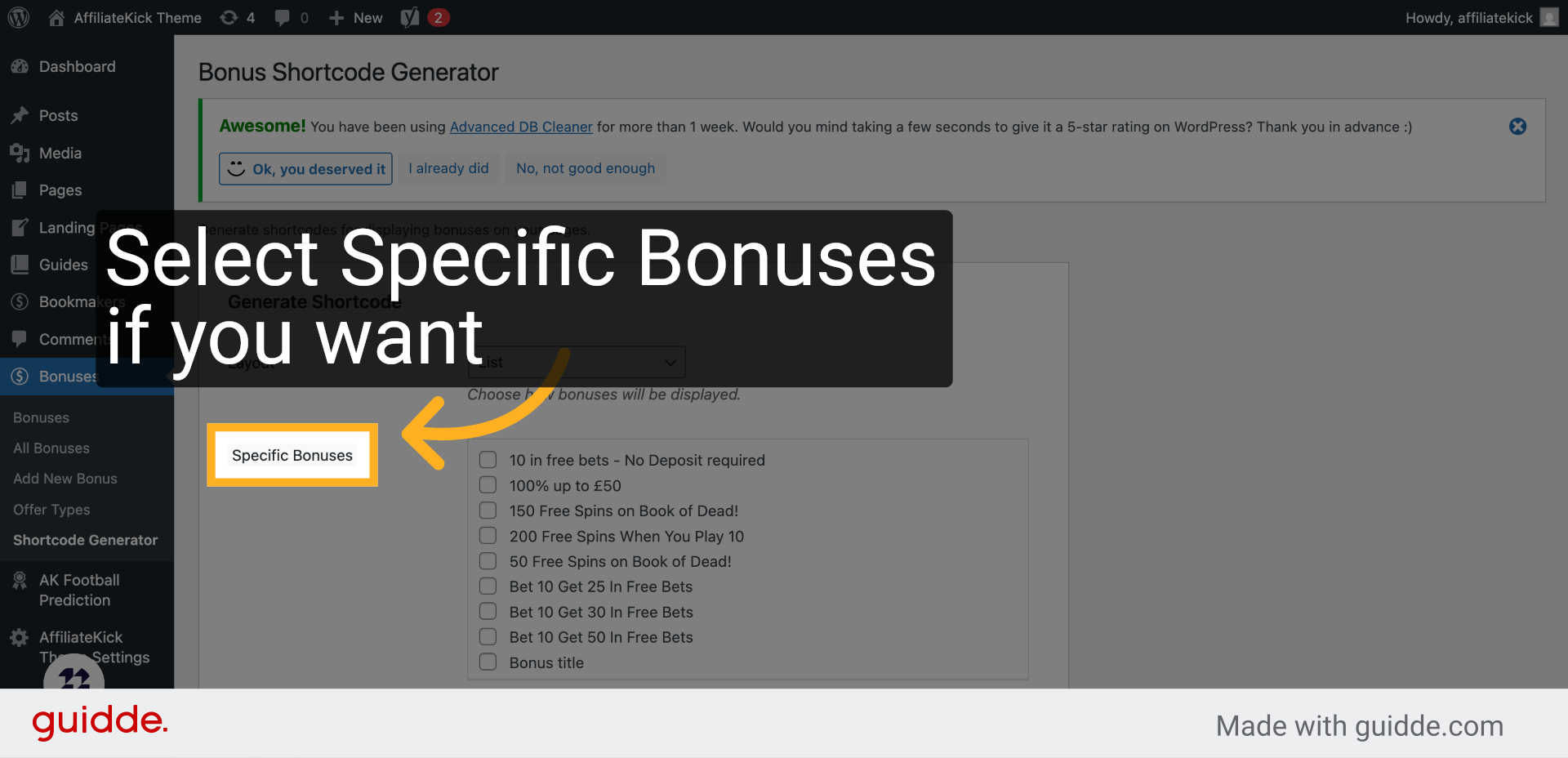 Click 'Specific Bonuses'