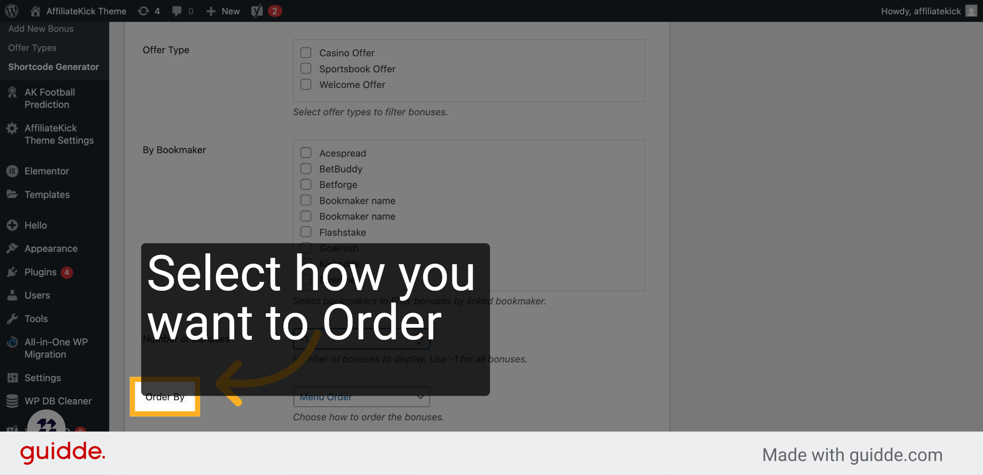 Click 'Order By'