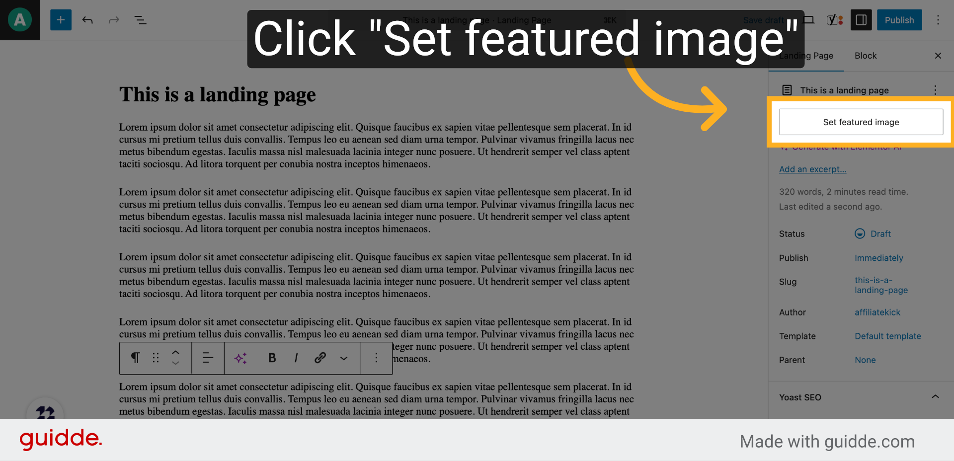 Click 'Set featured image'