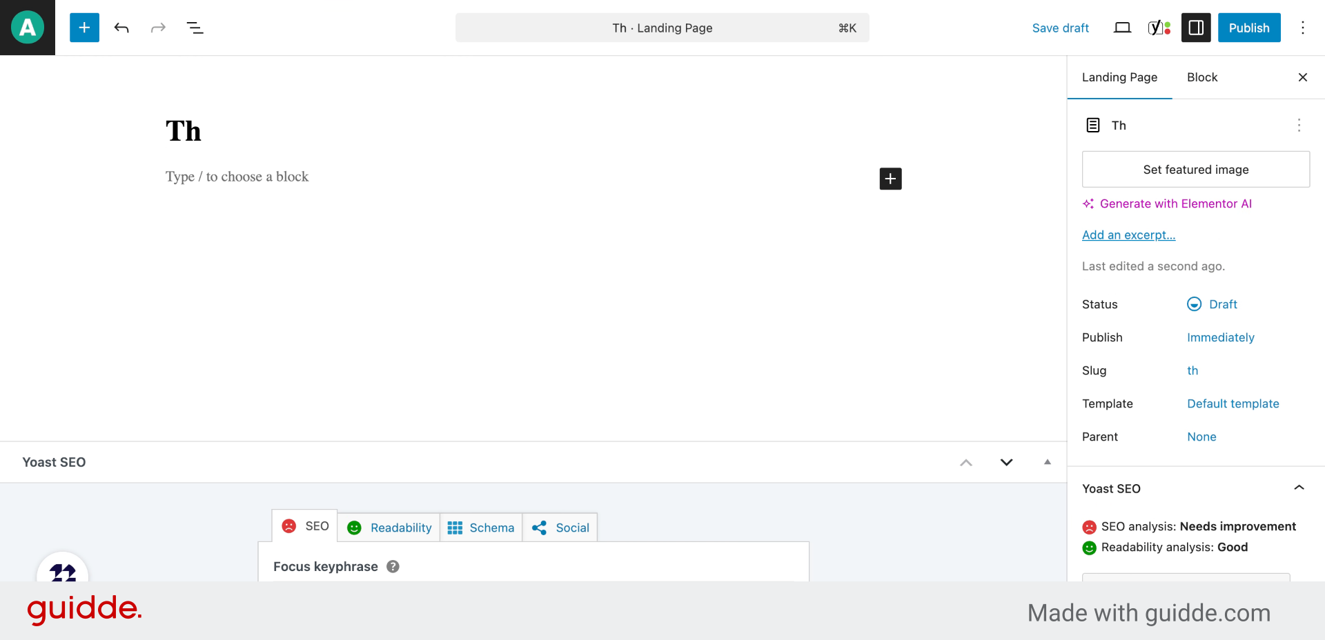 Landing page title