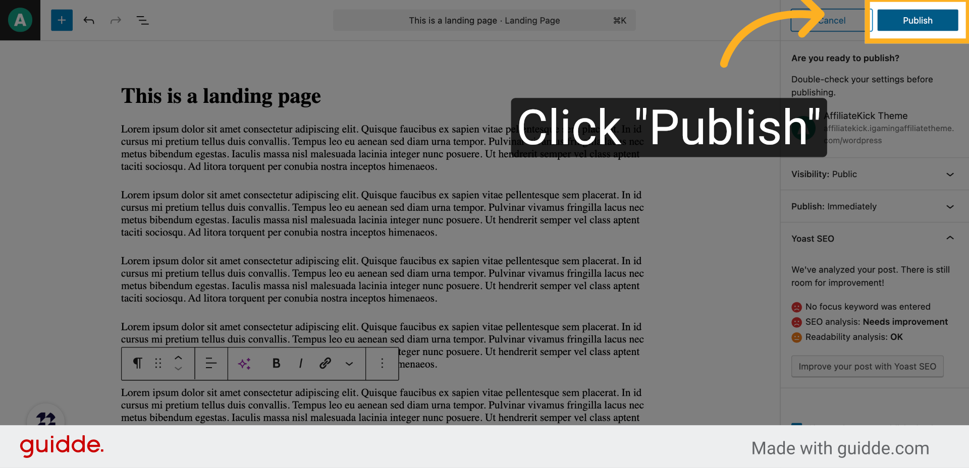 Click 'Publish'