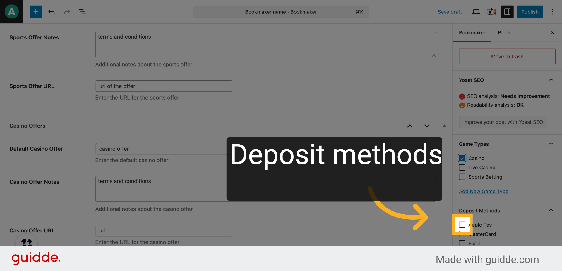 Deposit methods