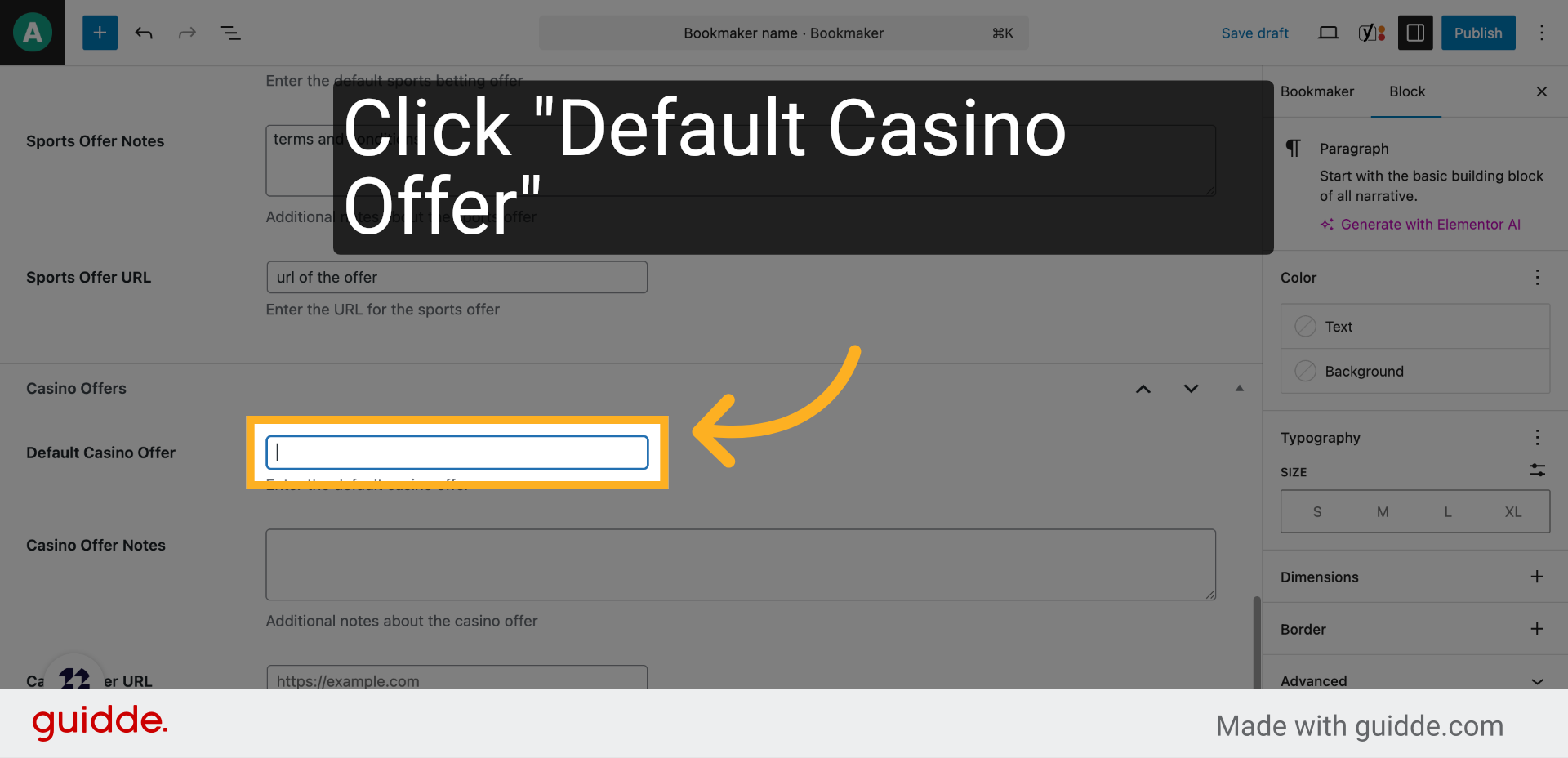 Click 'Default Casino Offer'