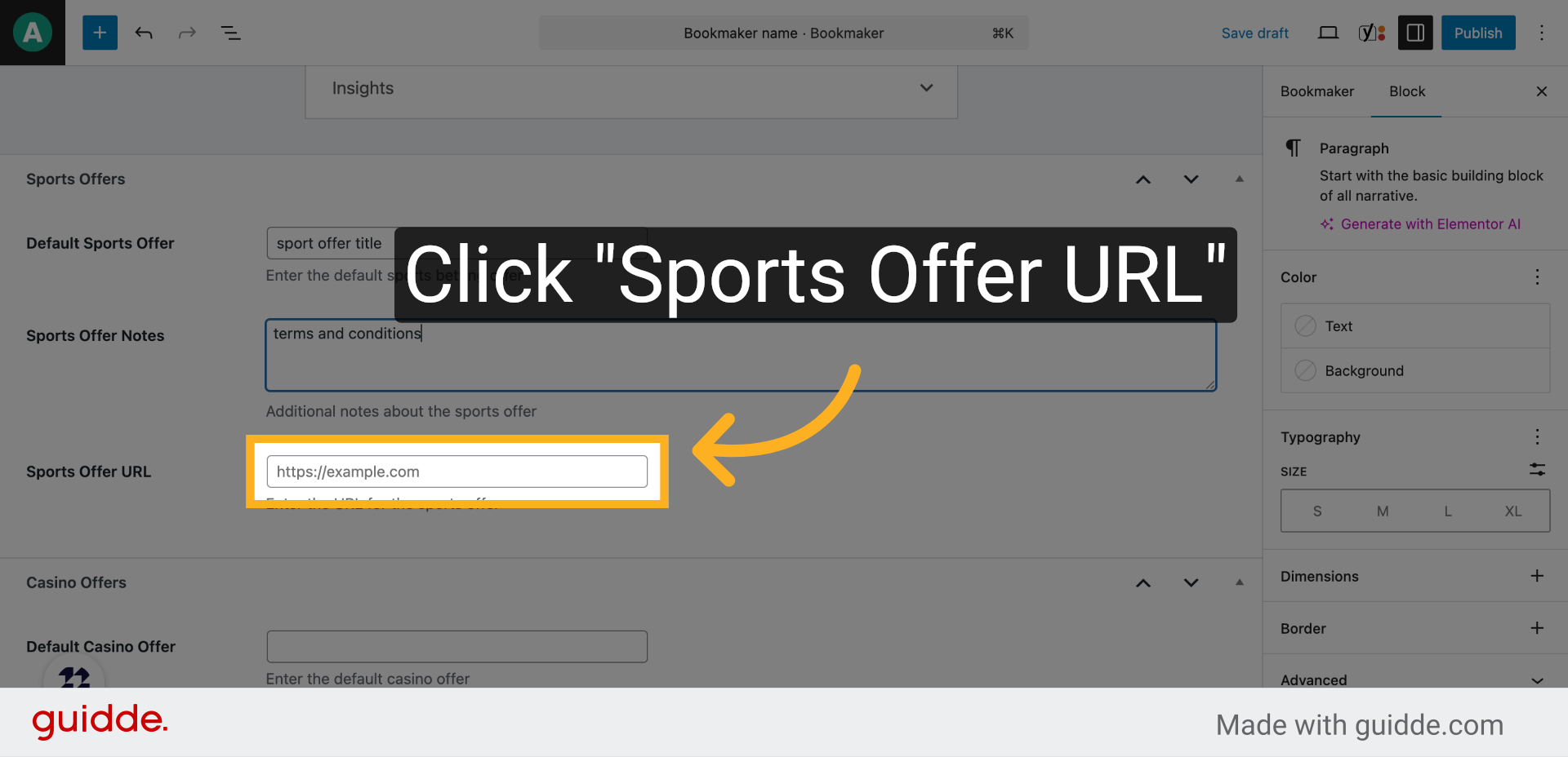 Click 'Sports Offer URL'