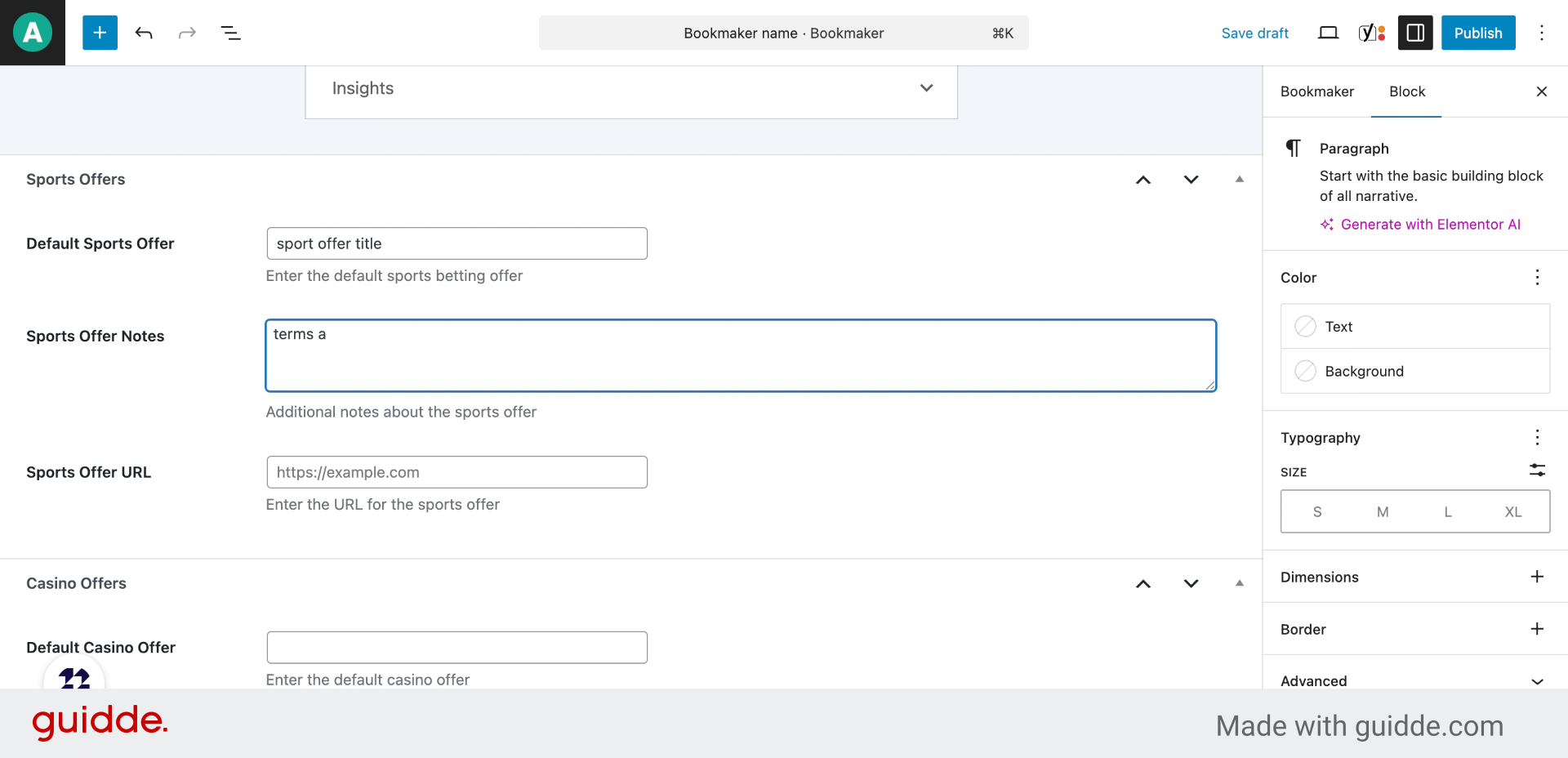 Fill 'terms and conditions'