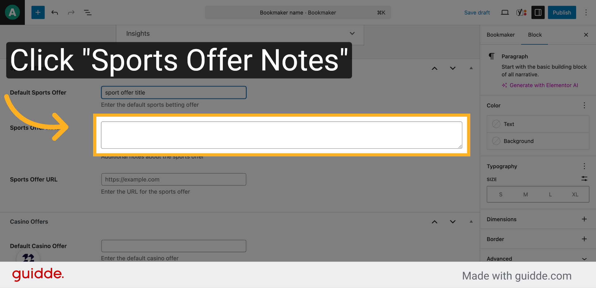 Click 'Sports Offer Notes'