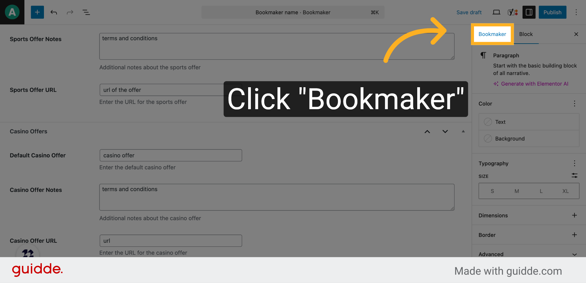 Click 'Bookmaker'