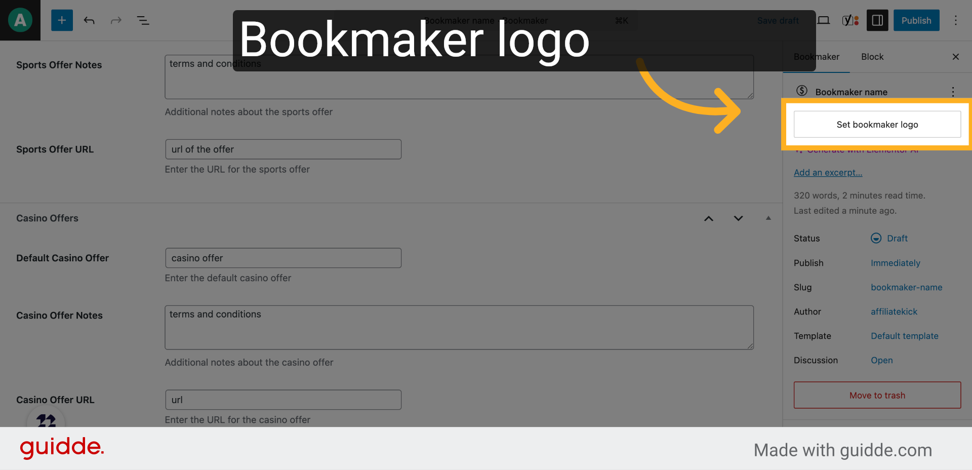Click 'Set bookmaker logo'