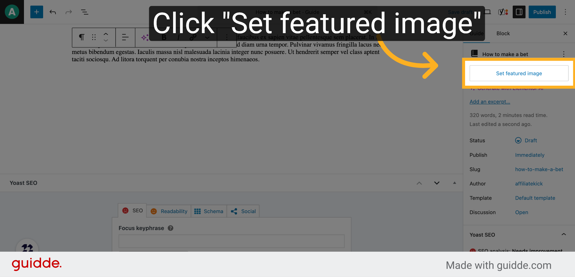 Click 'Set featured image'