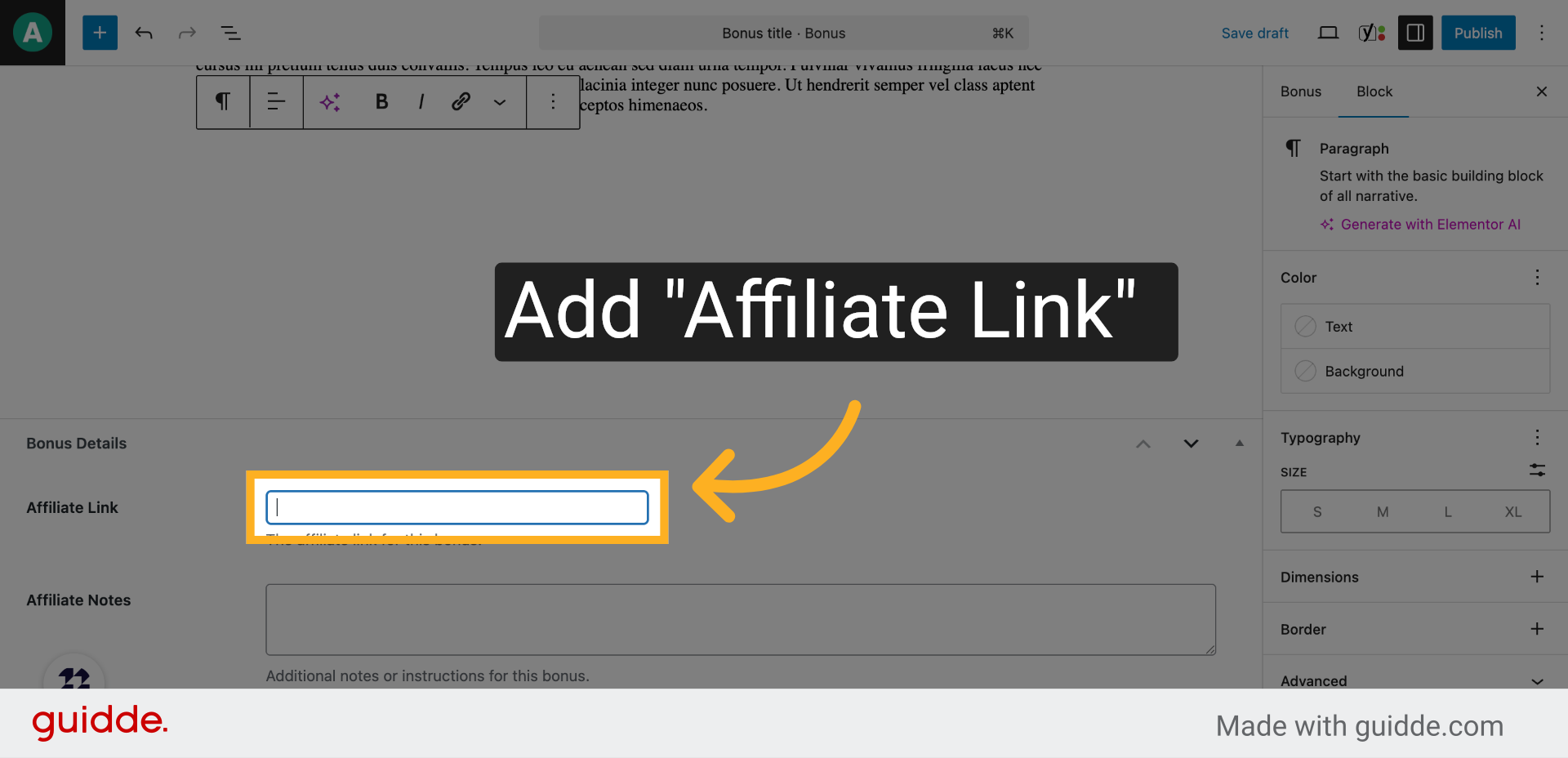 Click 'Affiliate Link'