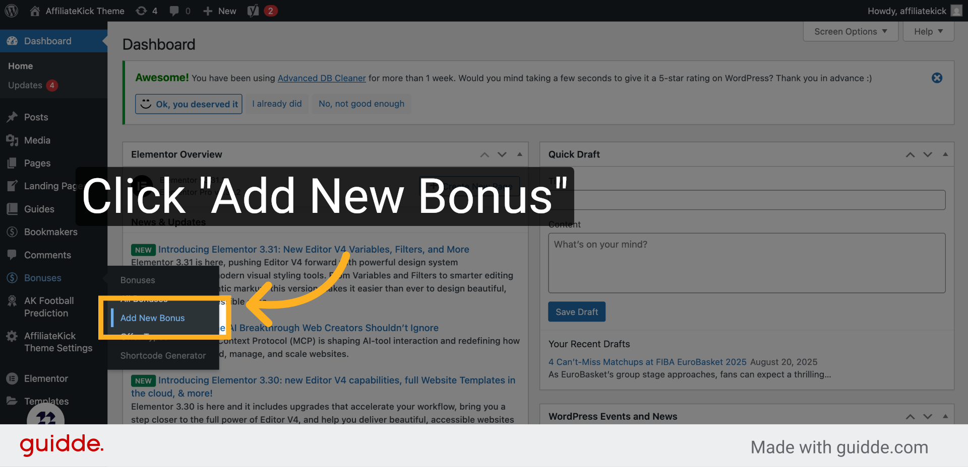 Click 'Add New Bonus'