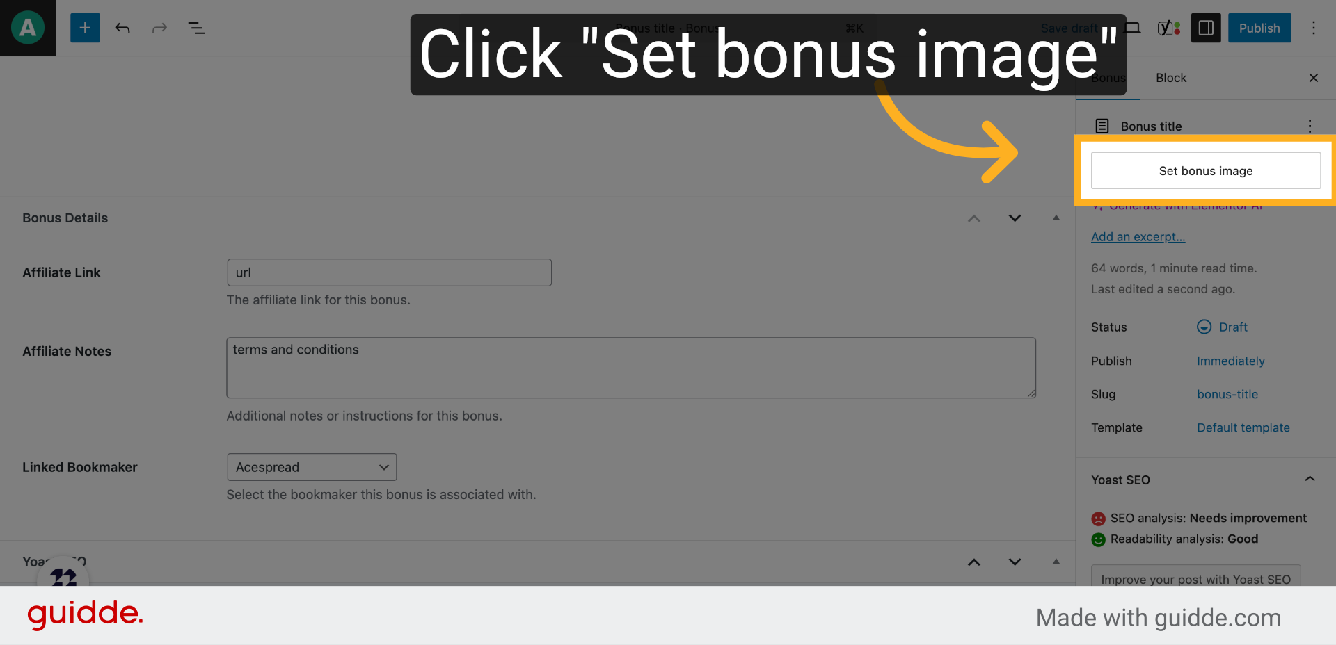 Click 'Set bonus image'