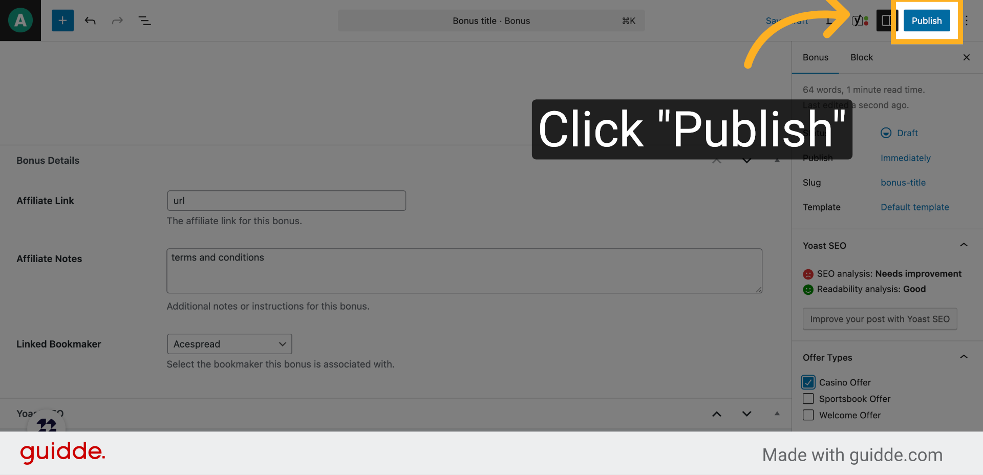 Click 'Publish'